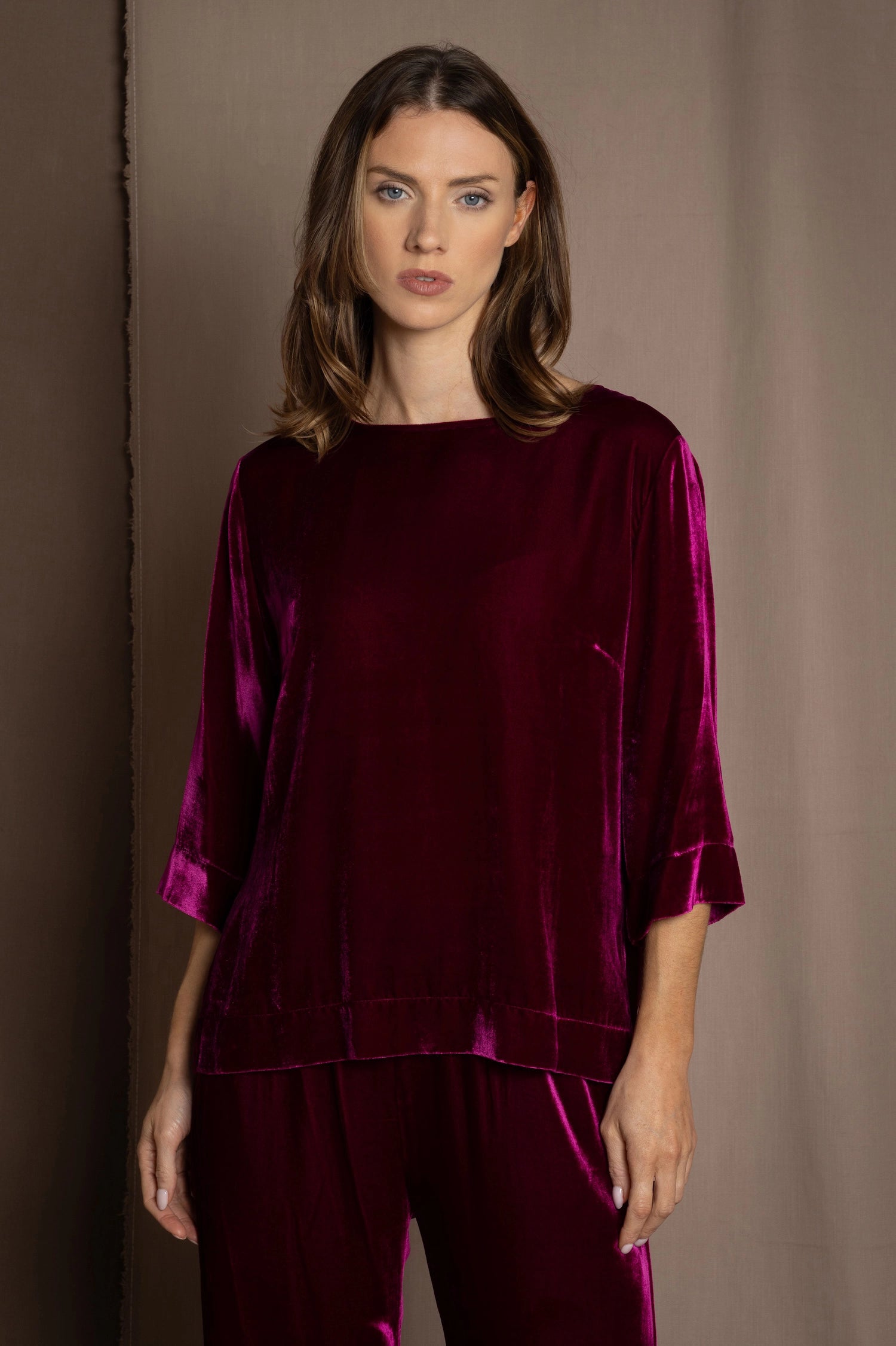 Velvet Silk Top in Cerise Pink | Made in Ireland – Madigan Cashmere