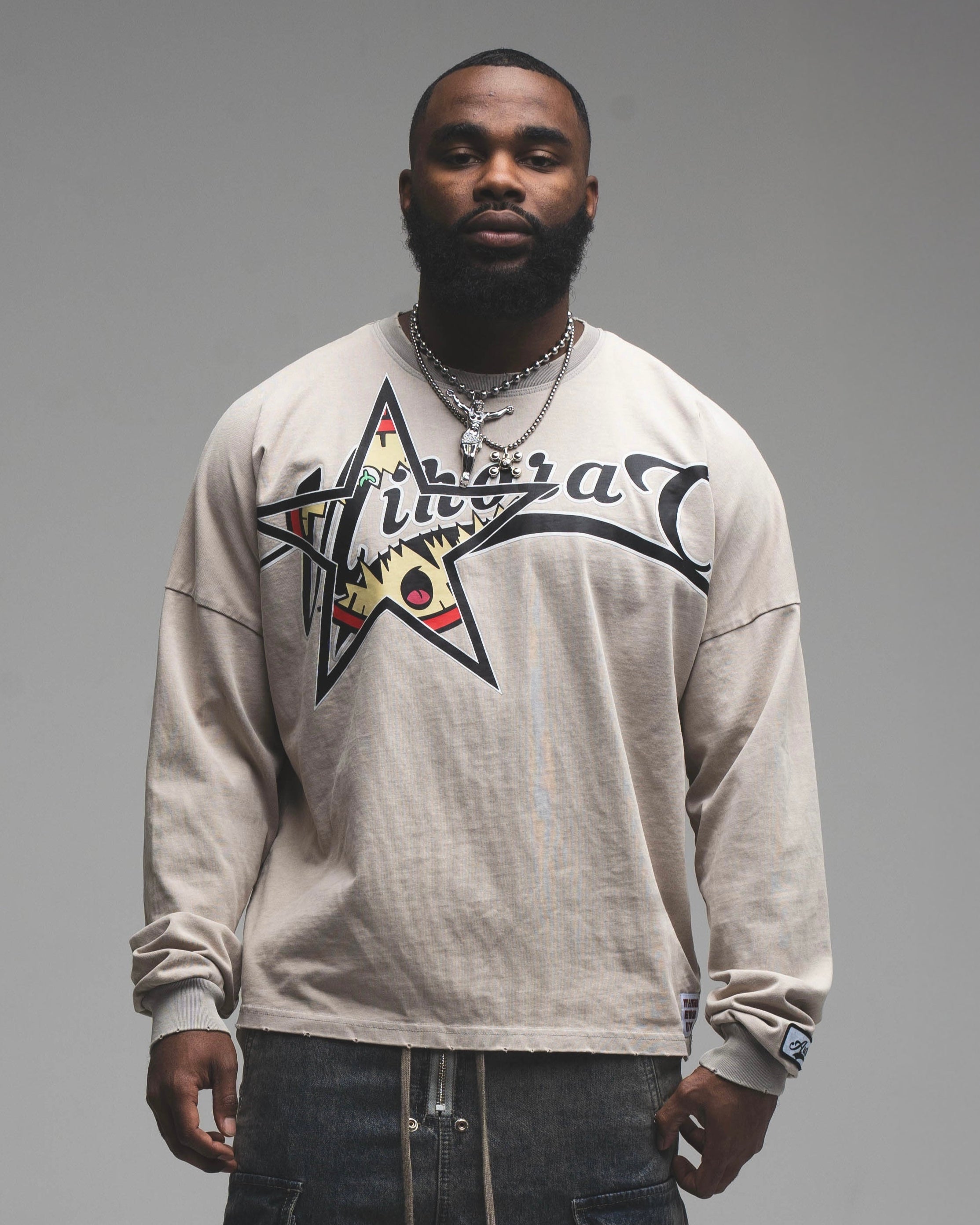 Grey Acid Wash Long Sleeve