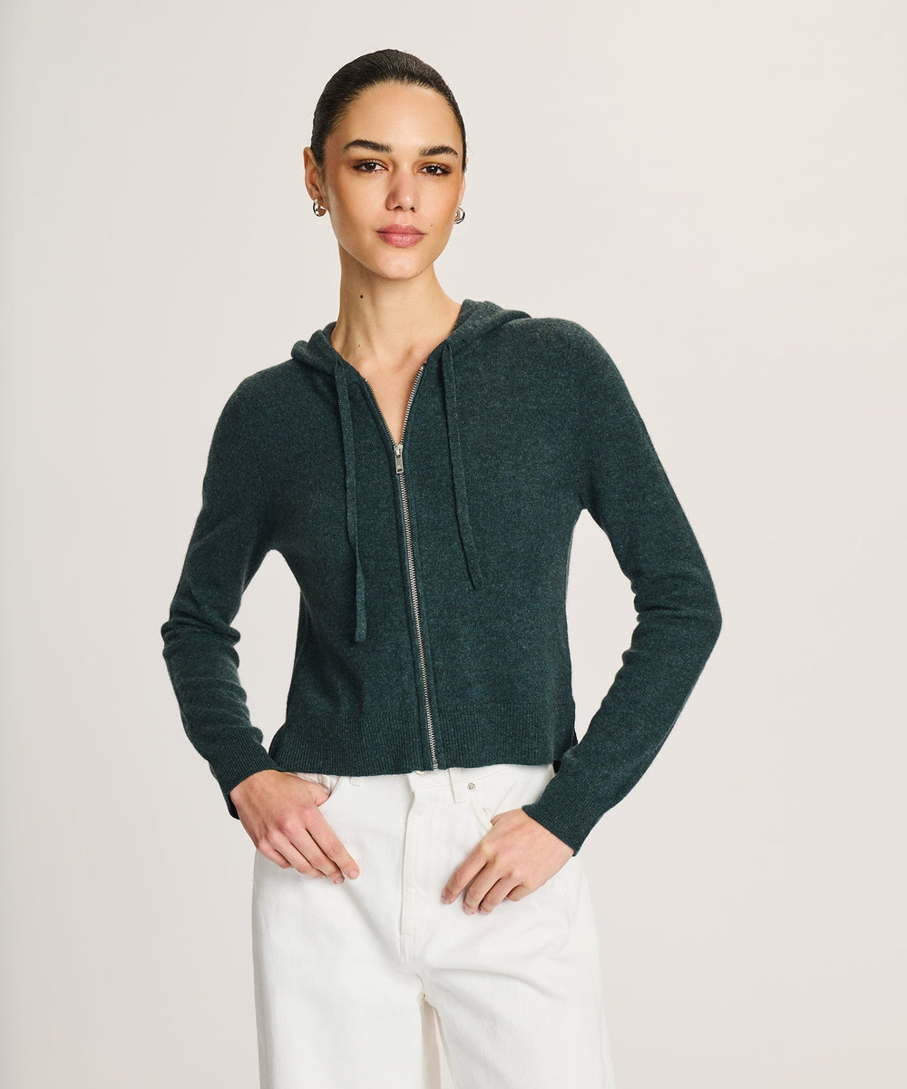 Signature Cashmere Cropped Zip Up Hoodie – NAADAM