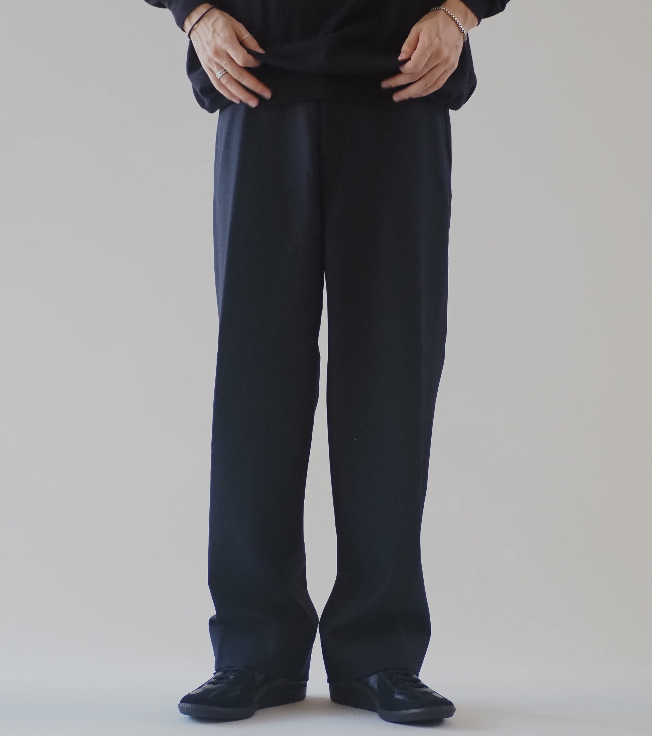 COMOLI ウール サージ パンツ, Navy – Navyblue