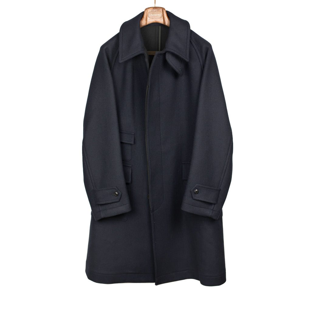 Kaptain Sunshine Traveler Coat in navy extra fine reverse cloth