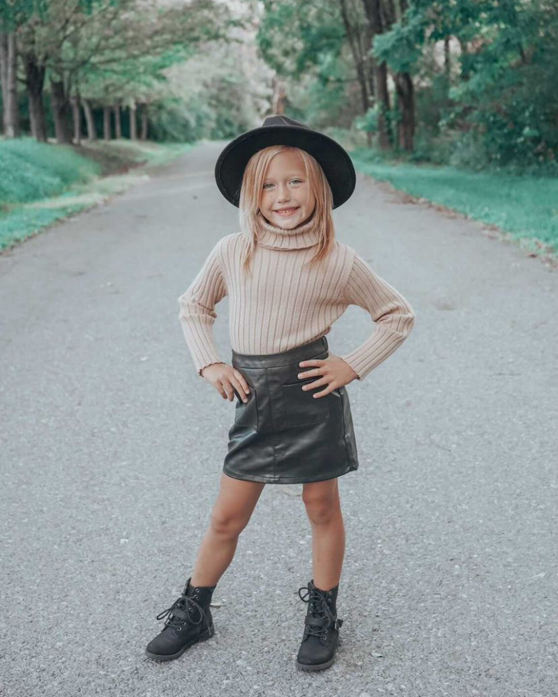 Katie Pocket Mini Skirt - Black Leather (Tween) – North of Nash