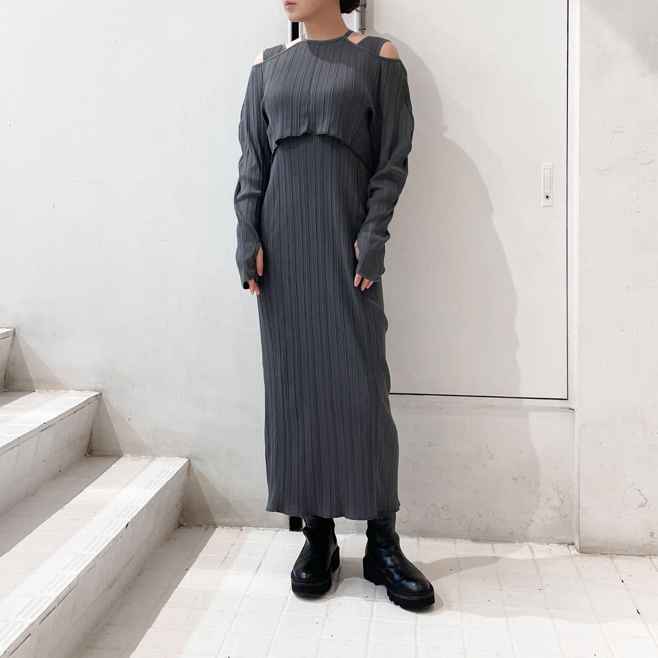 Mame Kurogouchi】 Random Ribbed Organic Cotton 2way Dress