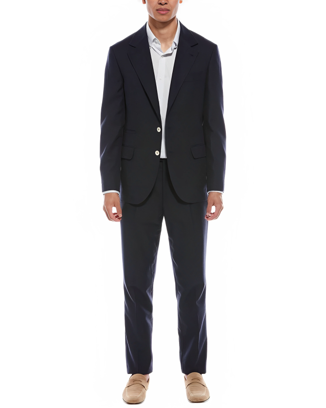 Brunello Cucinelli Wool Single-Breasted Two-Piece Suit Grey-Blue