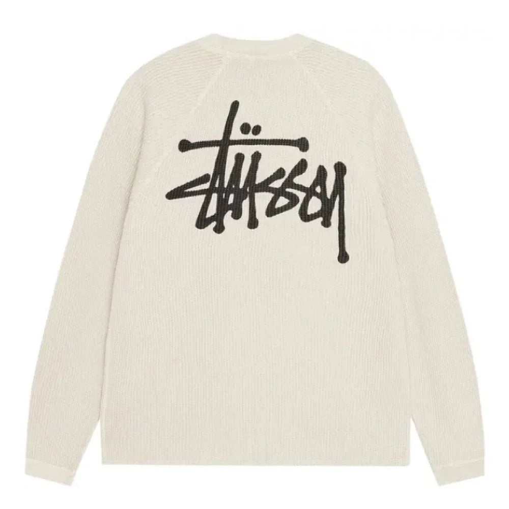Stussy Raglan Thermal Long-Sleeve Crew Bone – AFV Clothes