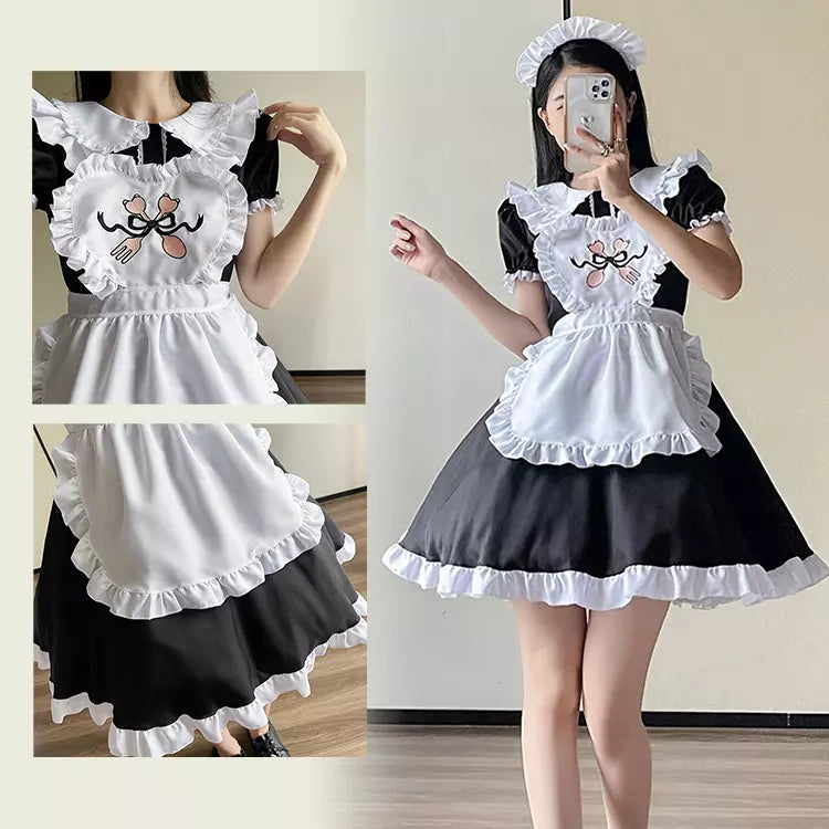 大きいサイズ レディース｜ハートフリルメイド服ワンピ―ス (2L/3L/4L