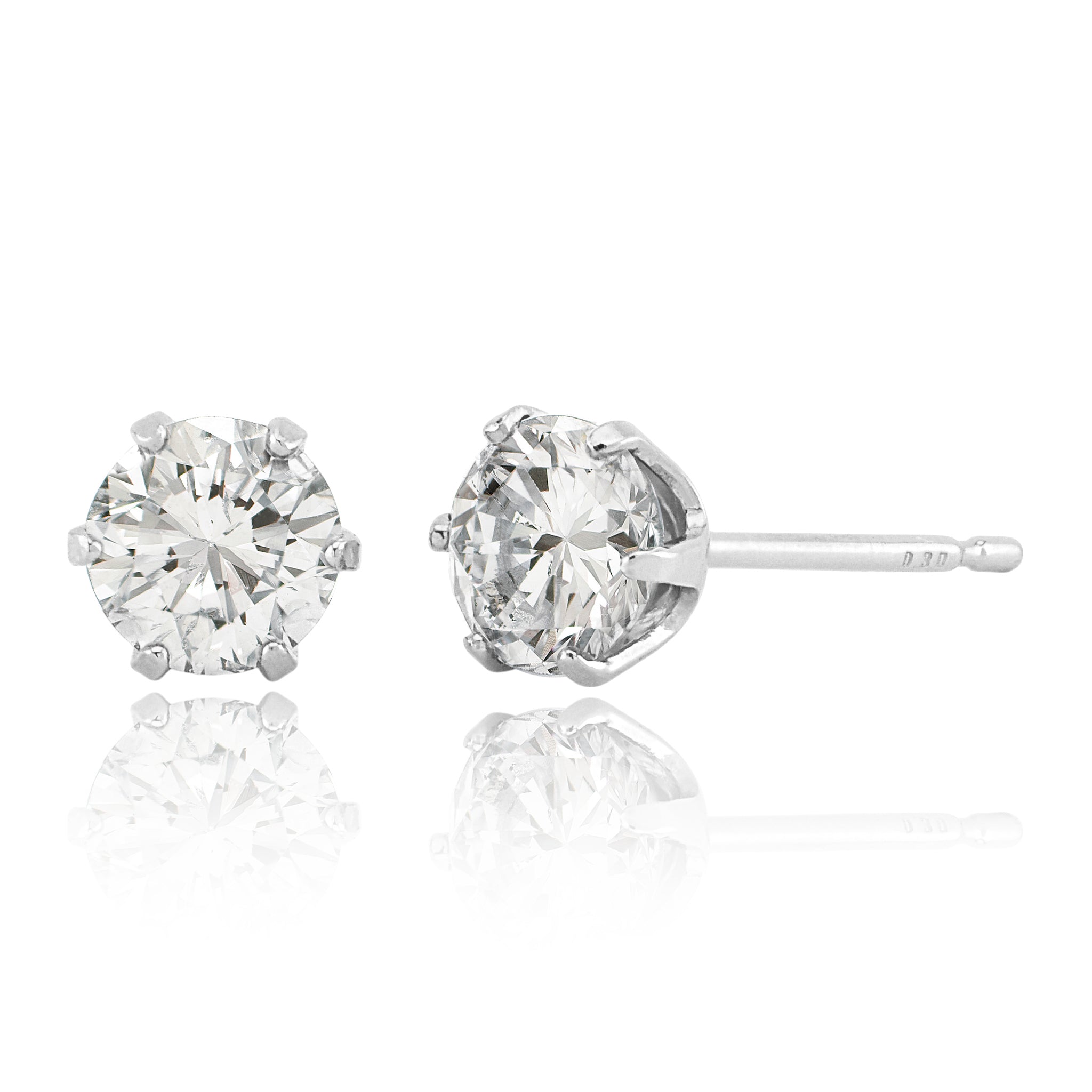 一粒 ダイヤモンド ピアス 計0.60ct プラチナ 6本爪 スタッド ピアス