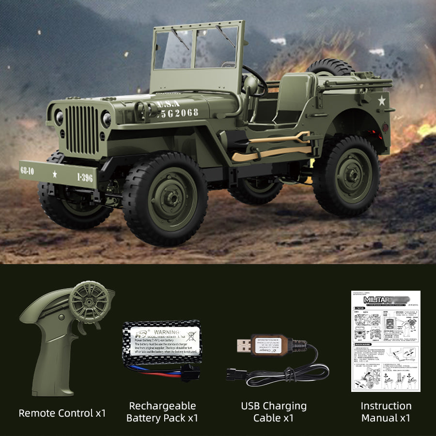 JJRC C8815 Willys Military Jeep RC Rock Crawler - 1/10 Scale, 2.4