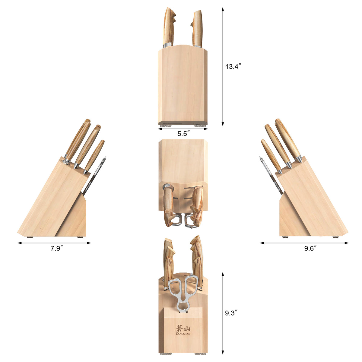 OLIV Series 8-Piece Knife Block Set, Maple, Forged Swedish 14C28N