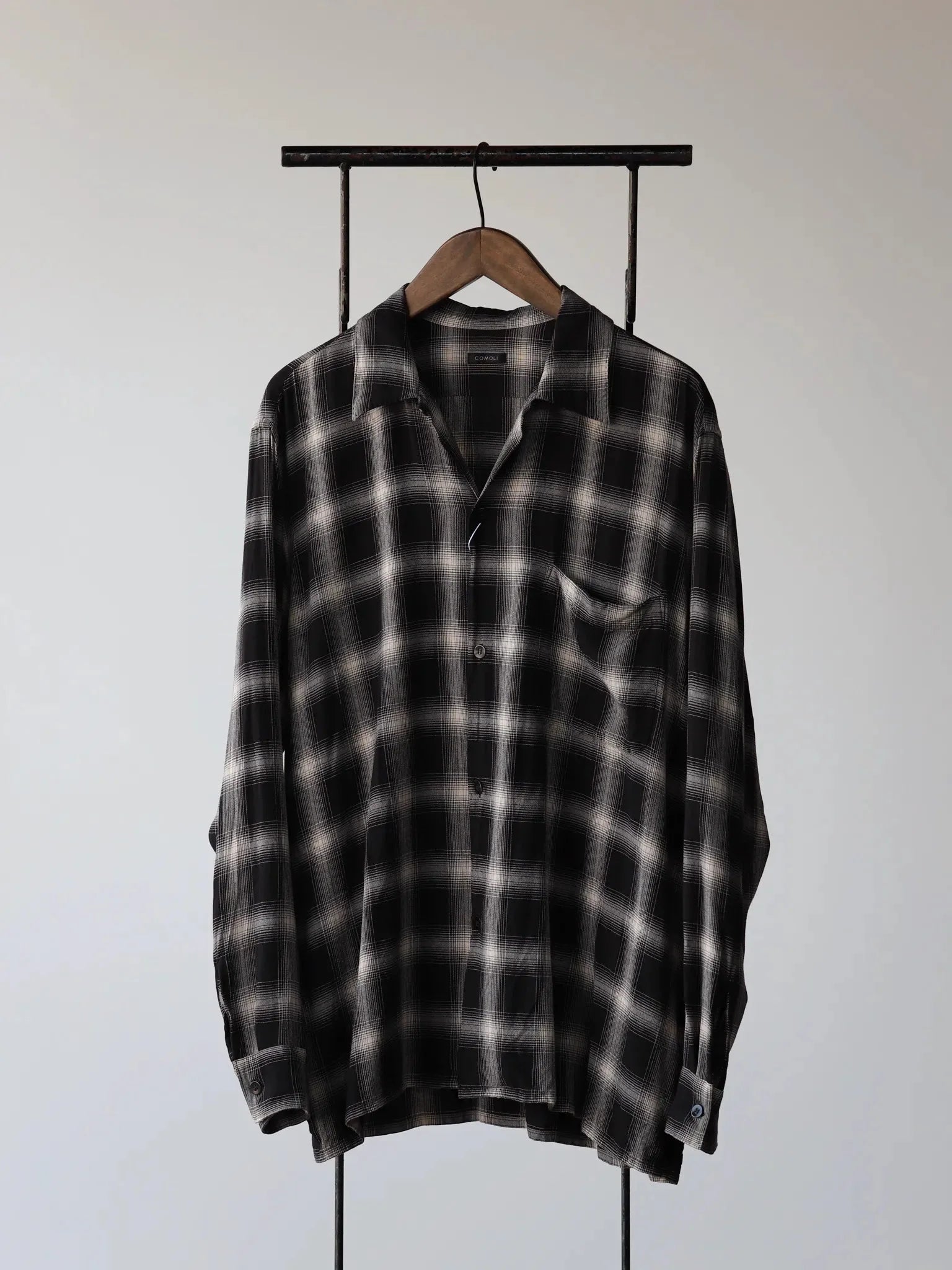 COMOLI レーヨンチェック オープンカラーシャツ CHECK | CASANOVA&CO