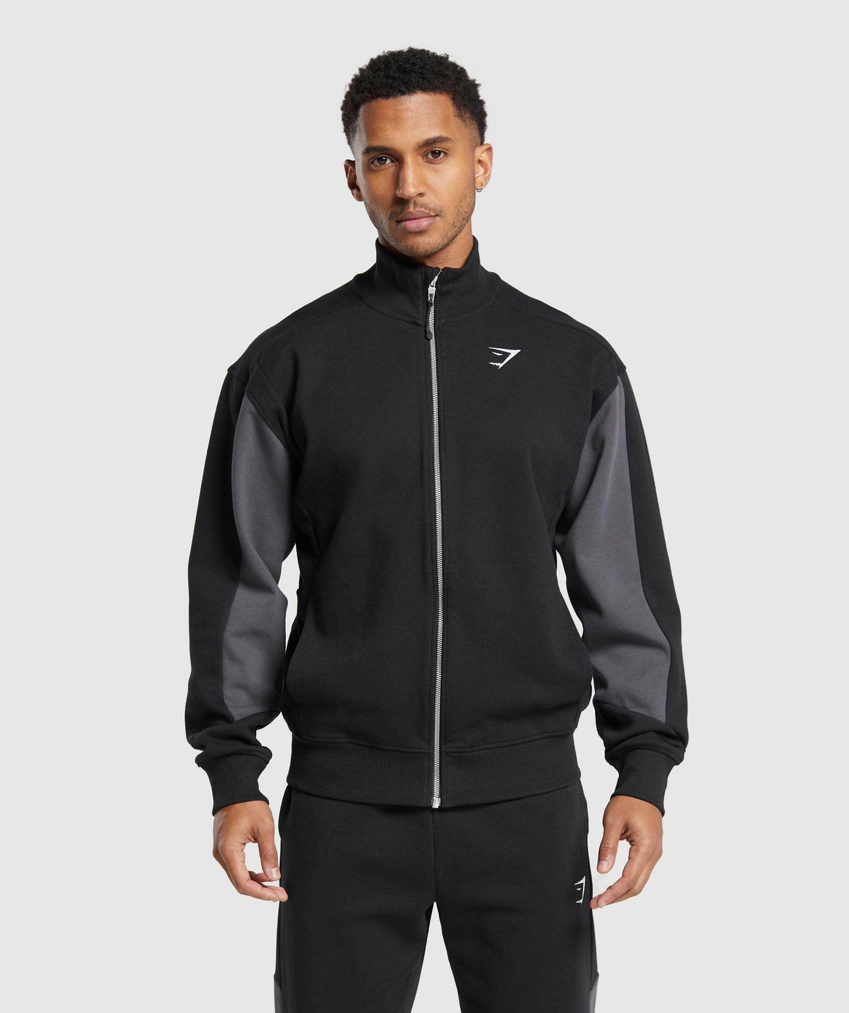 Gymshark Pique Track Jacket - Black/Onyx Grey | Gymshark