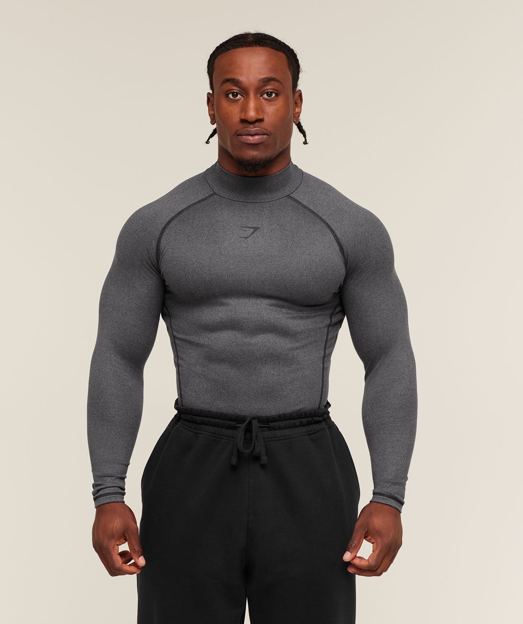Gymshark Element Baselayer Mock Neck Long Sleeve T-Shirt - Black