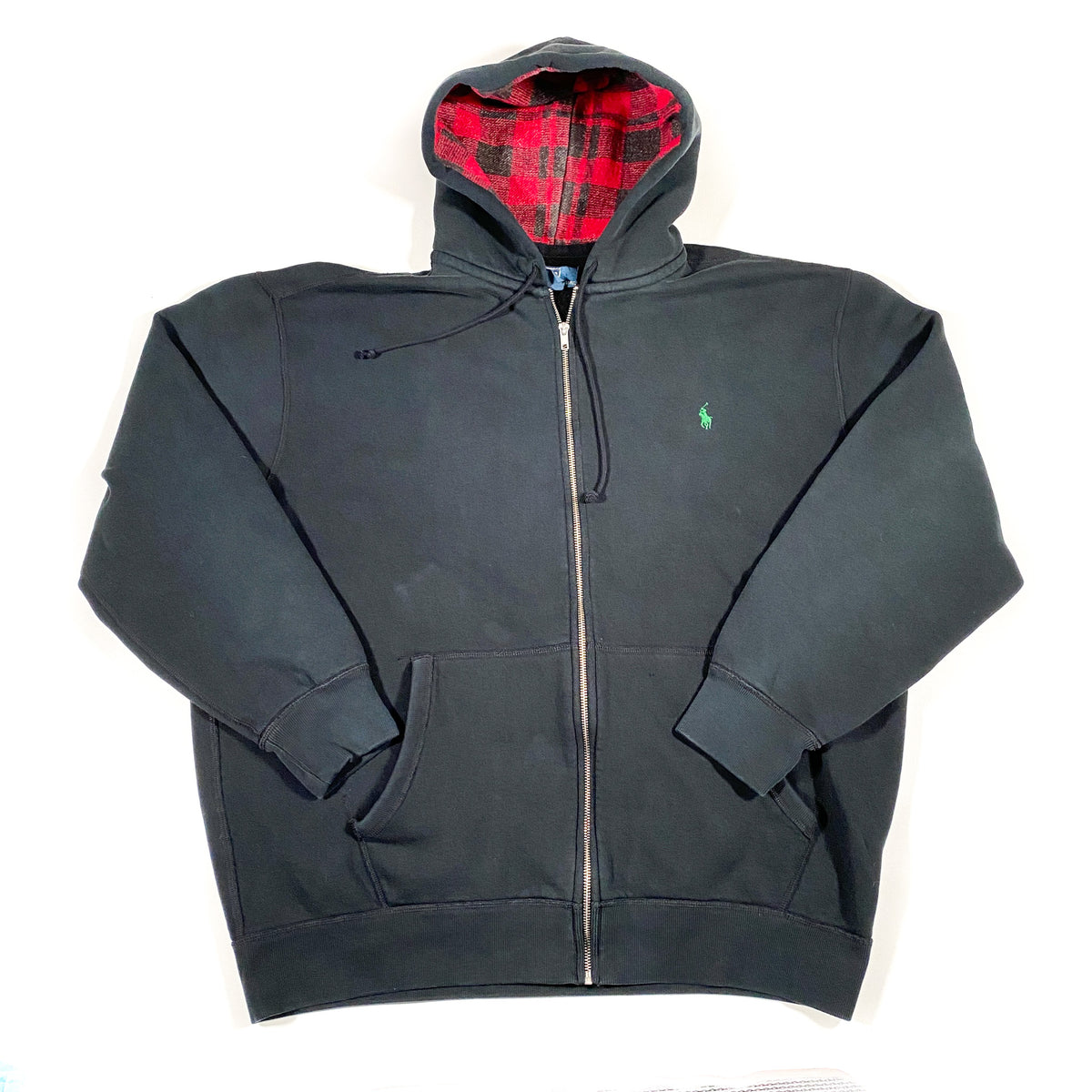 Vintage 90's Polo Ralph Lauren Zip Plaid Lined Hoodie Sweatshirt