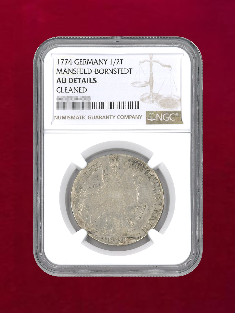 ドイツ・マンスフェルト・ボルンシュテット】1/2ターラー 銀貨 1774
