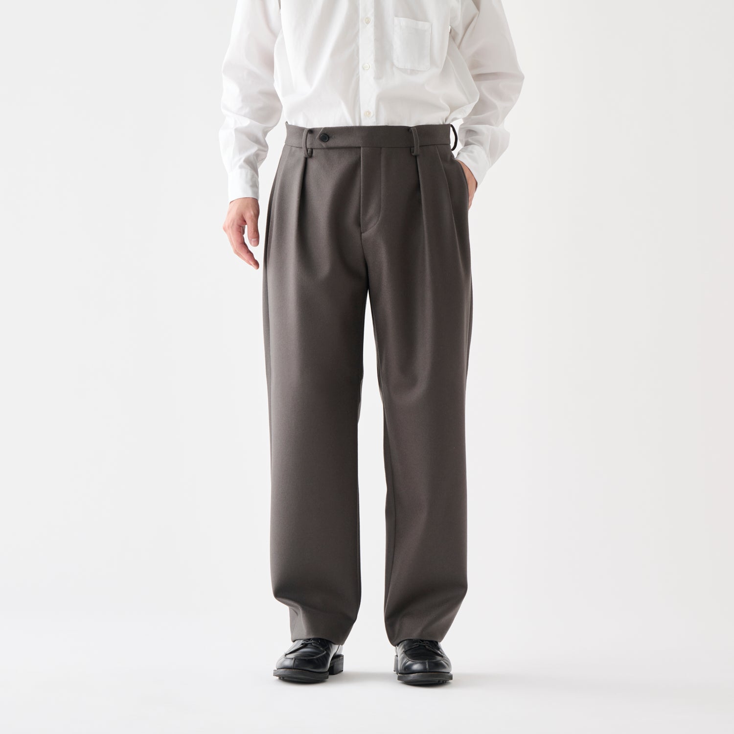 CPT-17 / 2/90 Wool Melton / Grey / ボックスプリーツ パンツ