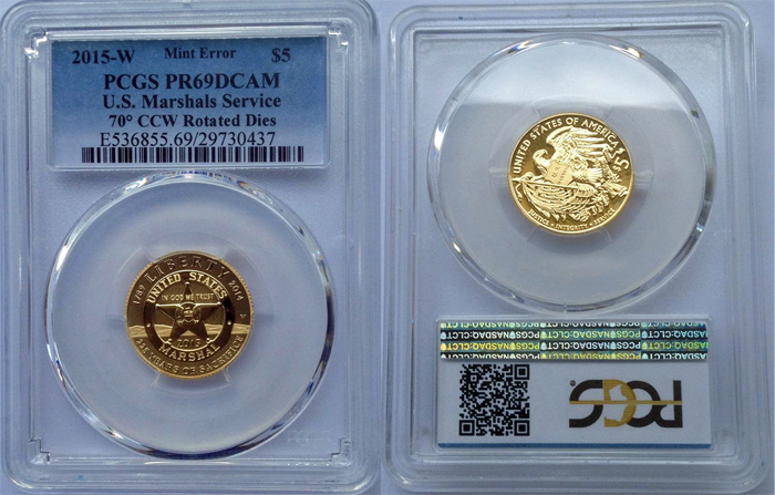 PCGS Certifies 2015-W US Marshalls $5 Gold w/ Major Rotated Die