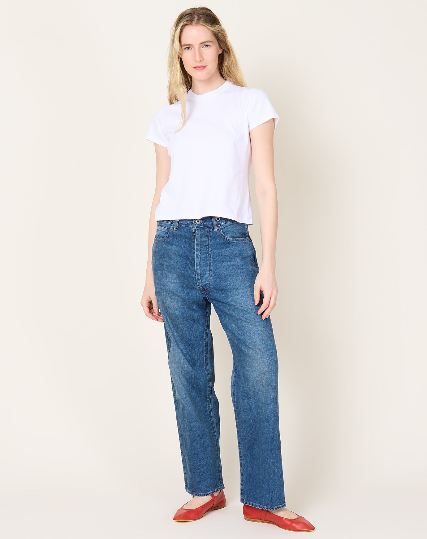 Adjustable Waist Denim Pants in Medium Wash | Chimala | Covet +