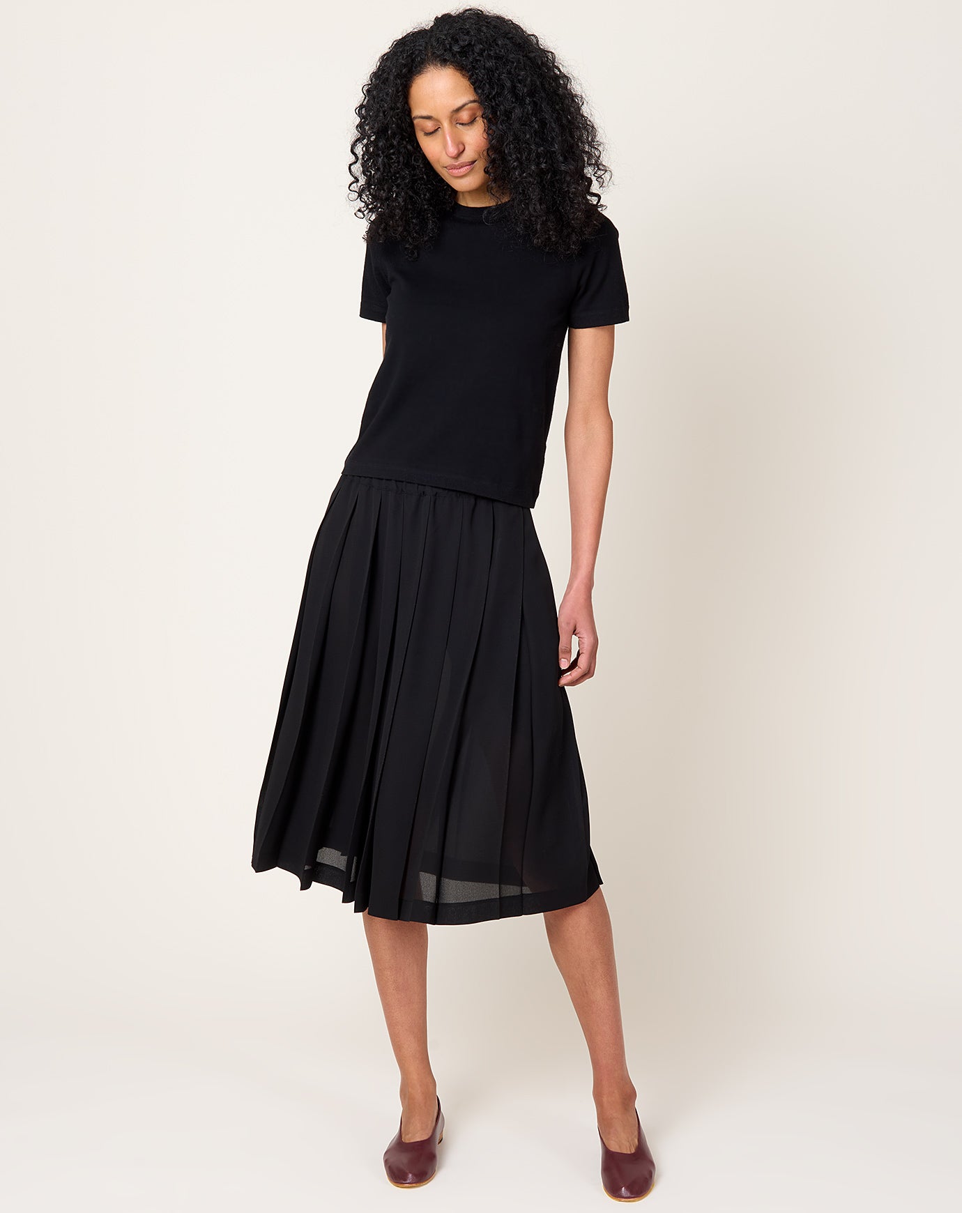 Georgette Pleated Skirt in Black | Comme des Garçons Comme des