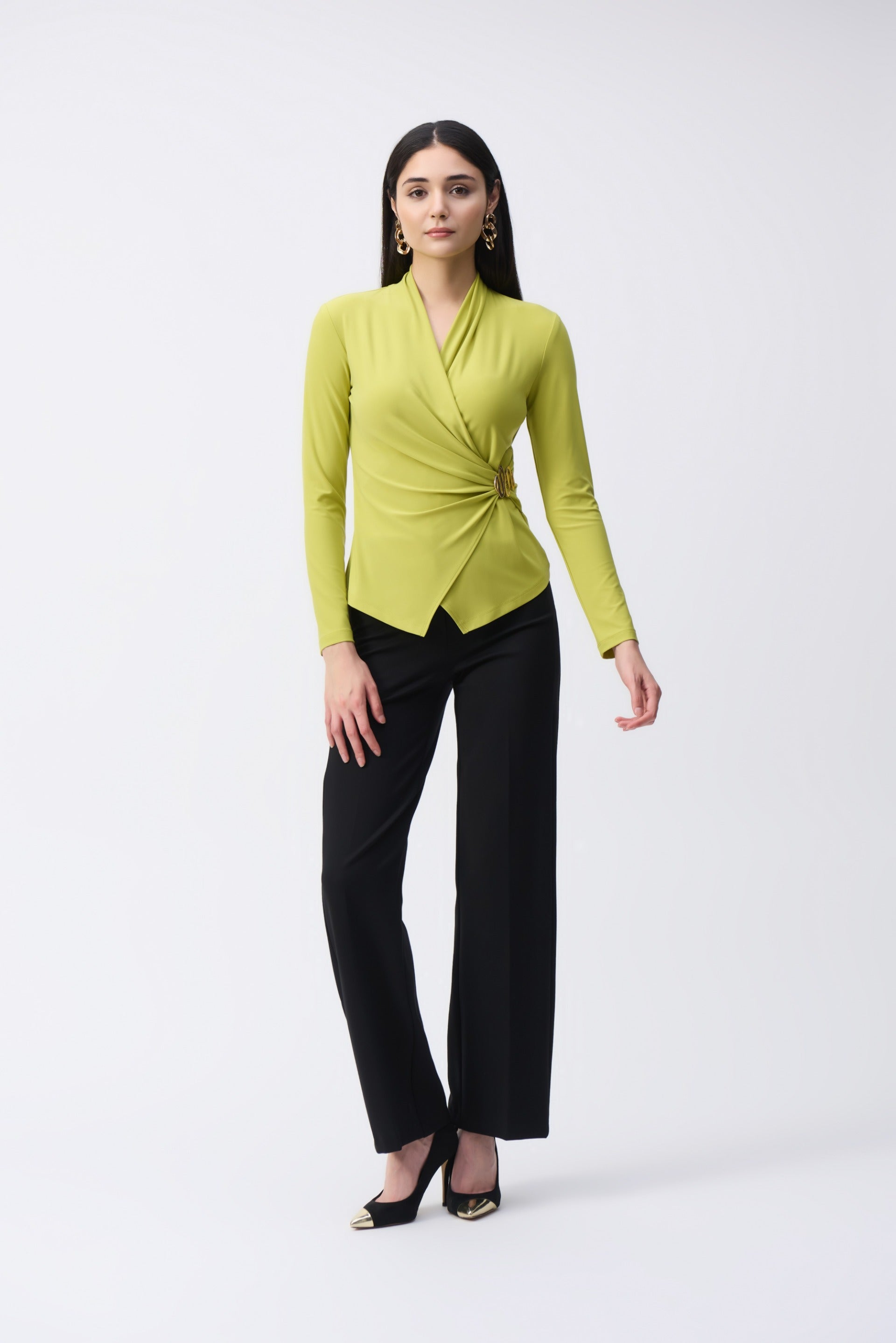 Joseph Ribkoff Wasabi Fitted Wrap Top Style 243152 – DECABANA