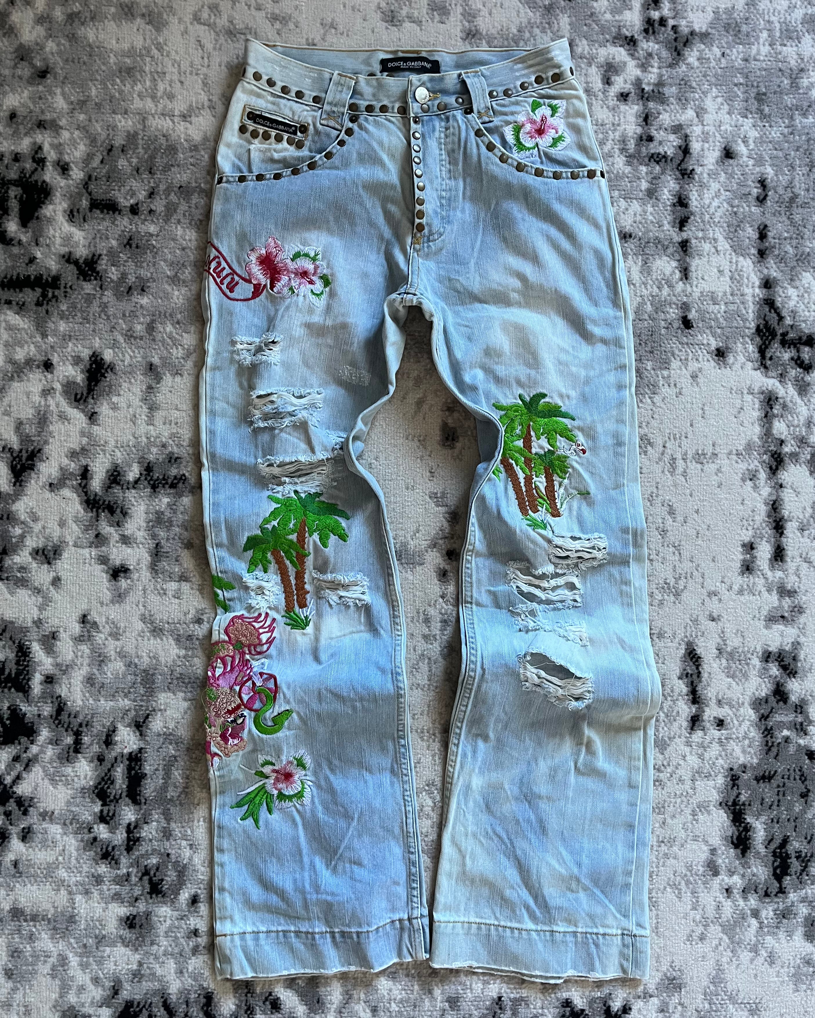 SS06 Dolce & Gabbana Honolulu Embroideries Jeans (XS/S) – Dolce