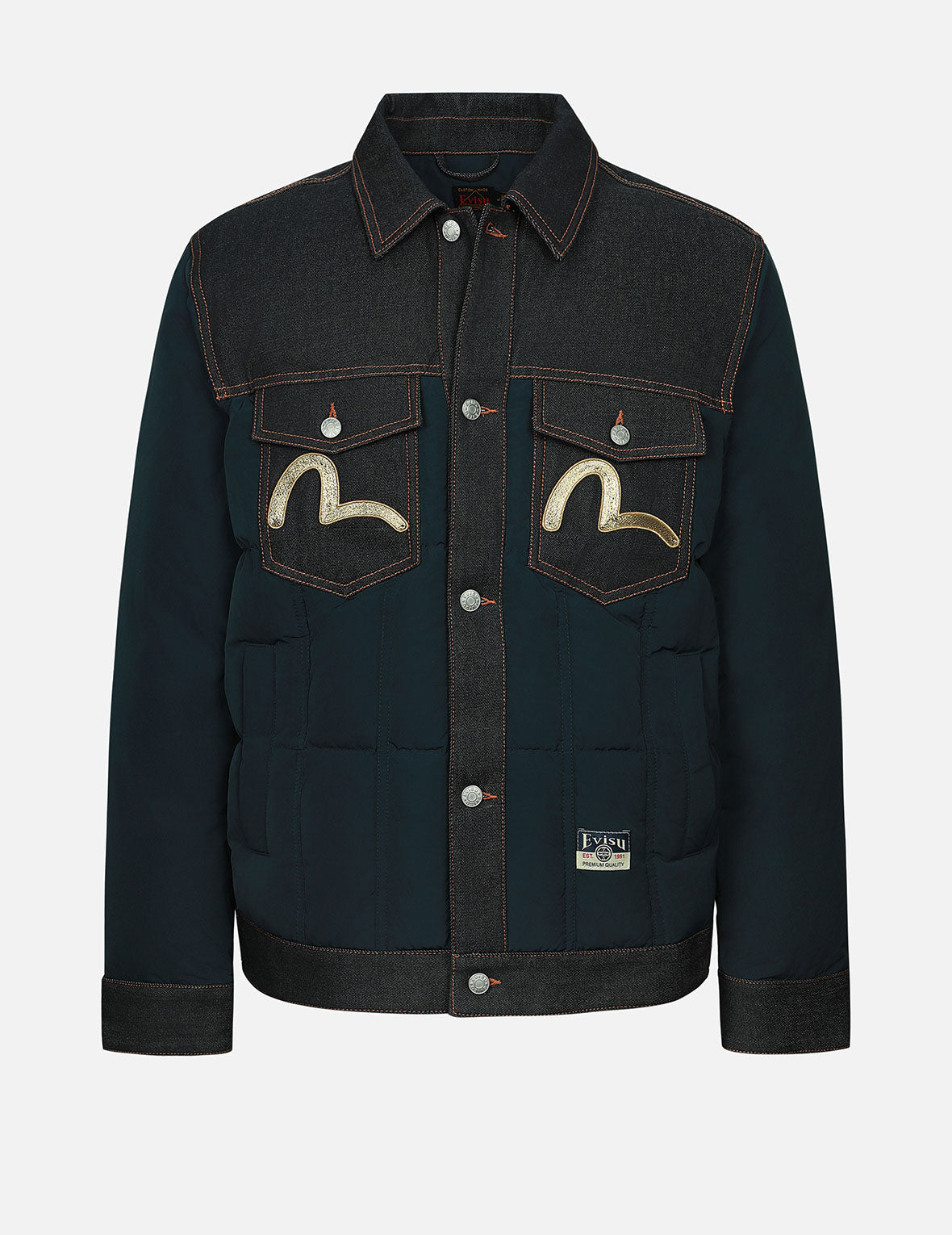 カモメメタリック刺繍レギュラーフィットダウンジャケット – EVISU