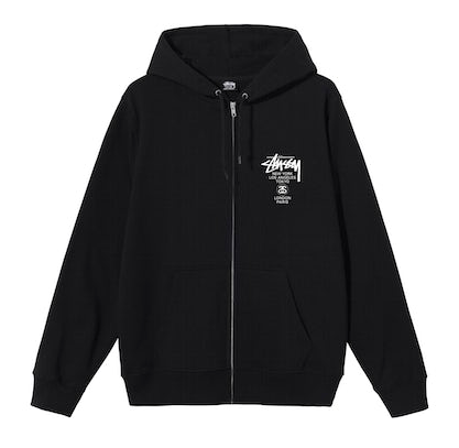 Stussy World Tour Zip Hoodie Mens - Hooded Sweatshirt – Exodus