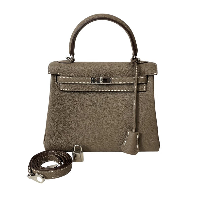 エルメス HERMES ケリー25 内縫い B刻印 エトゥープ シルバー金具 トゴ