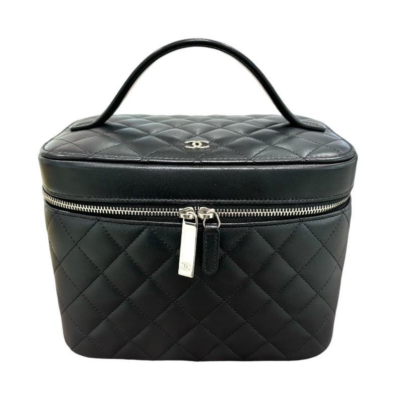 シャネル CHANEL バニティハンドバッグ A80913 ブラック×シルバー金具