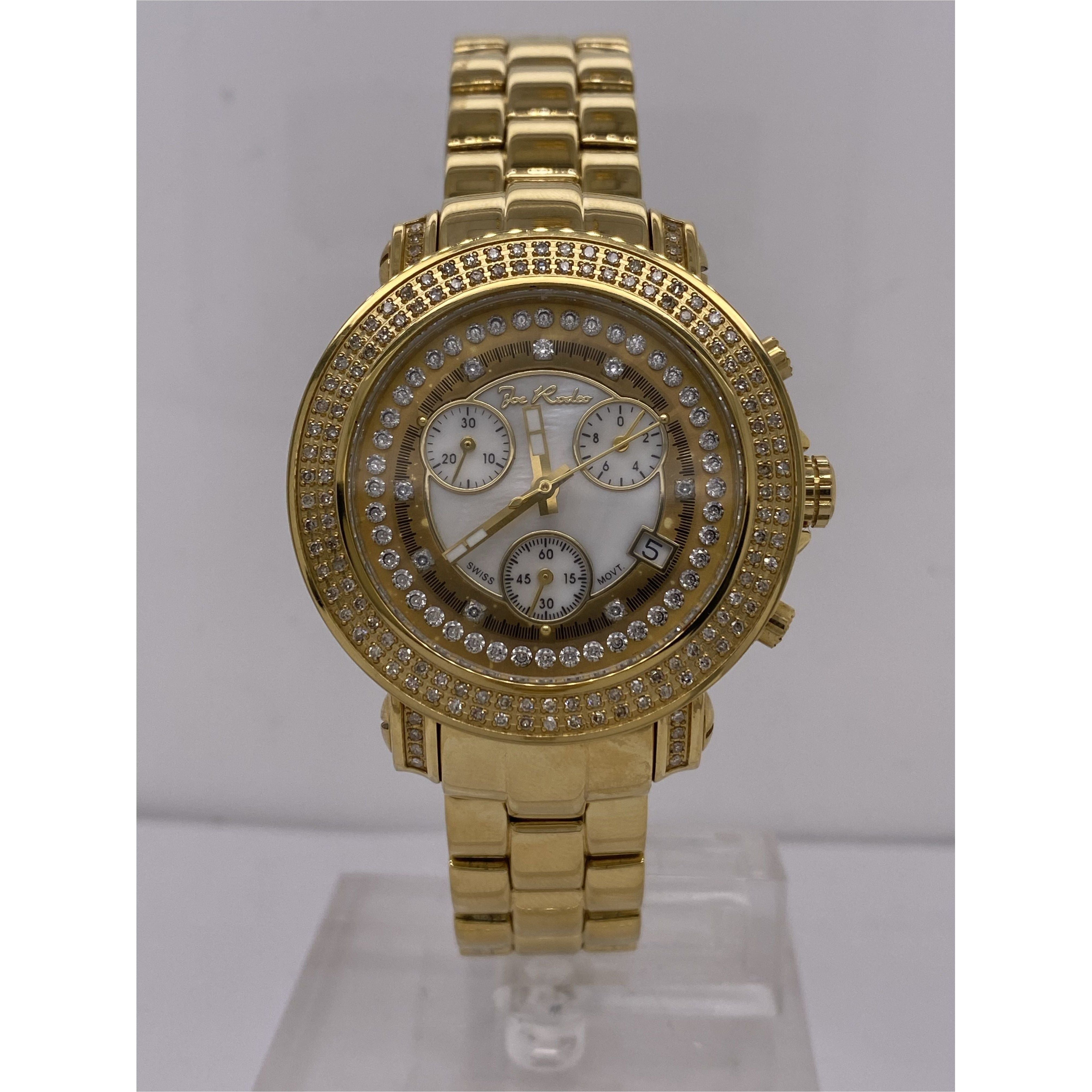 Joe Rodeo Rio 1.25CT. Bezel MOP Dial Yellow Gold Bracelet Watch