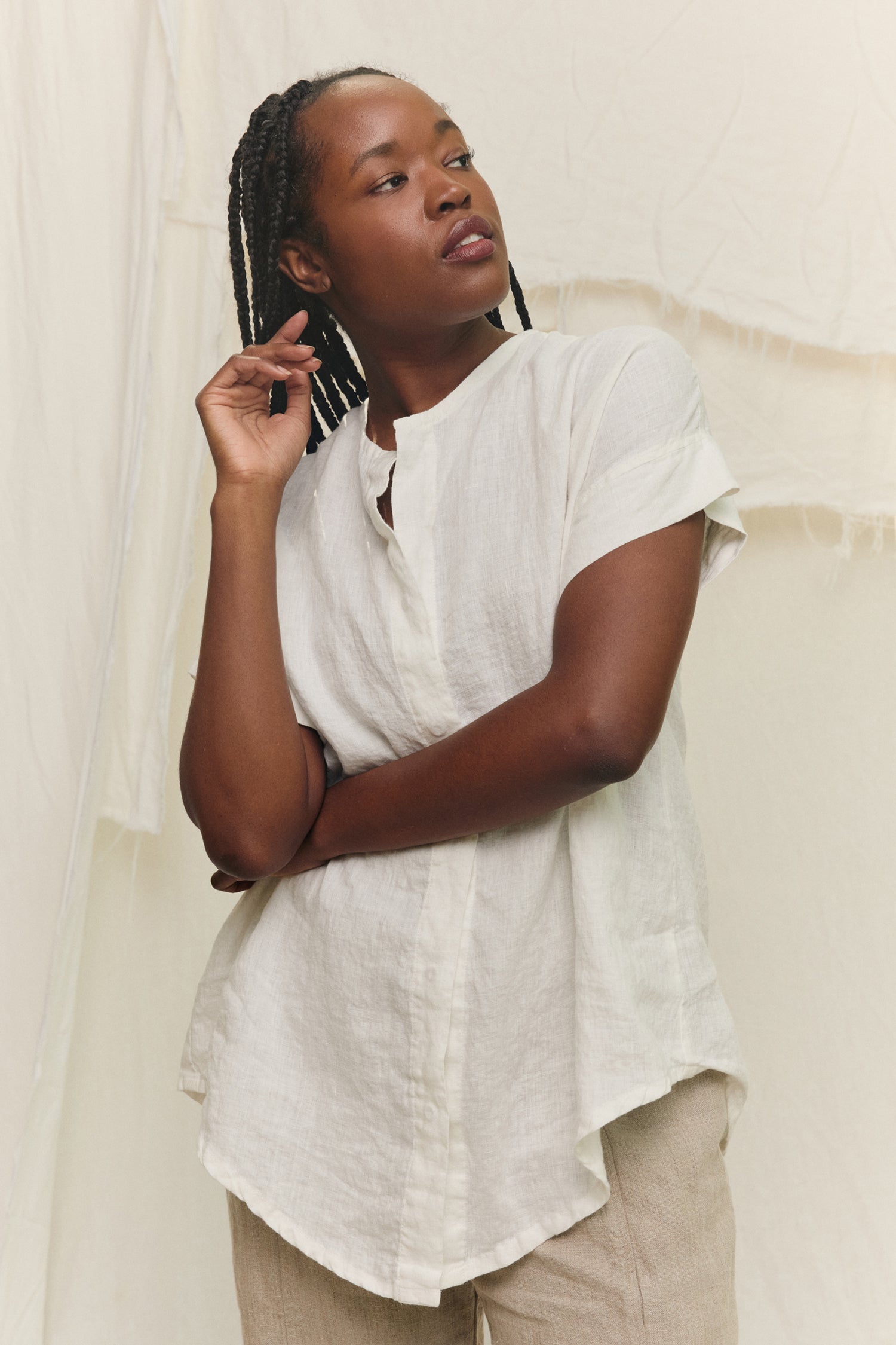 Georgia Snap Top in Lightweight Linen – Elizabeth Suzann