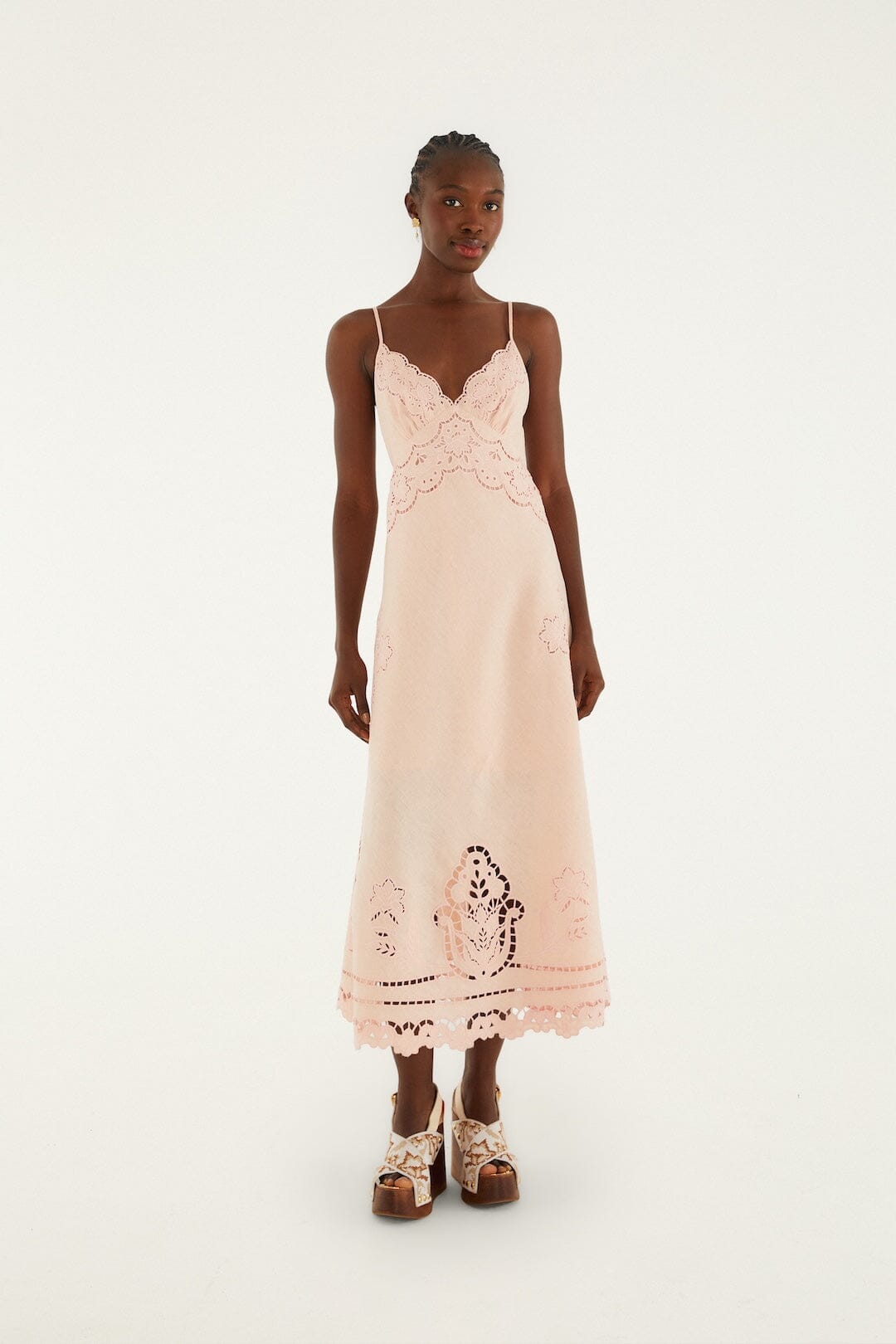 Pink Richelieu Euroflax™ Premium Linen Slip Midi Dress | FARM Rio