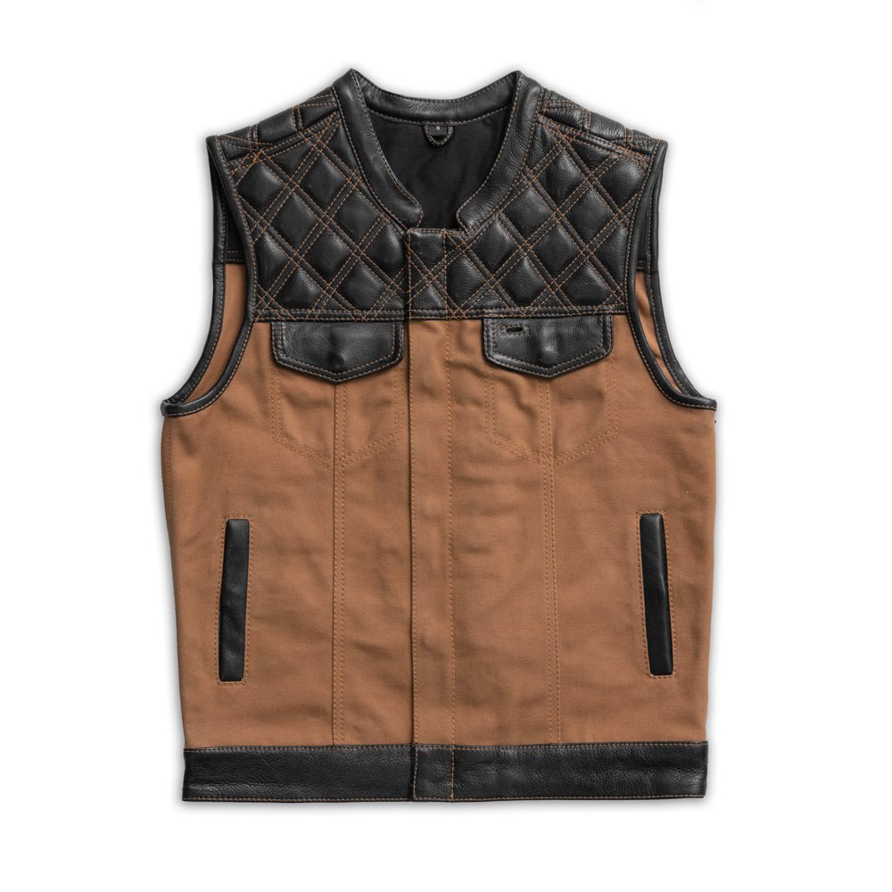 Hunt Club - Men's Motorcycle Leather/Canvas Vest