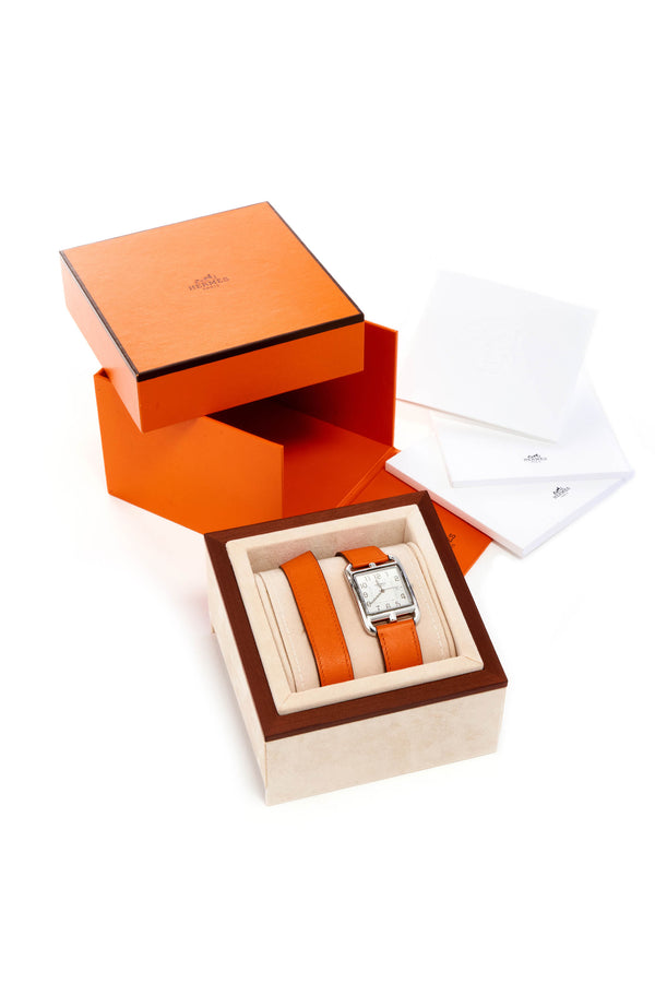 Hermes Orange Medium Cape Cod Double Tour Stainless Quartz Watch