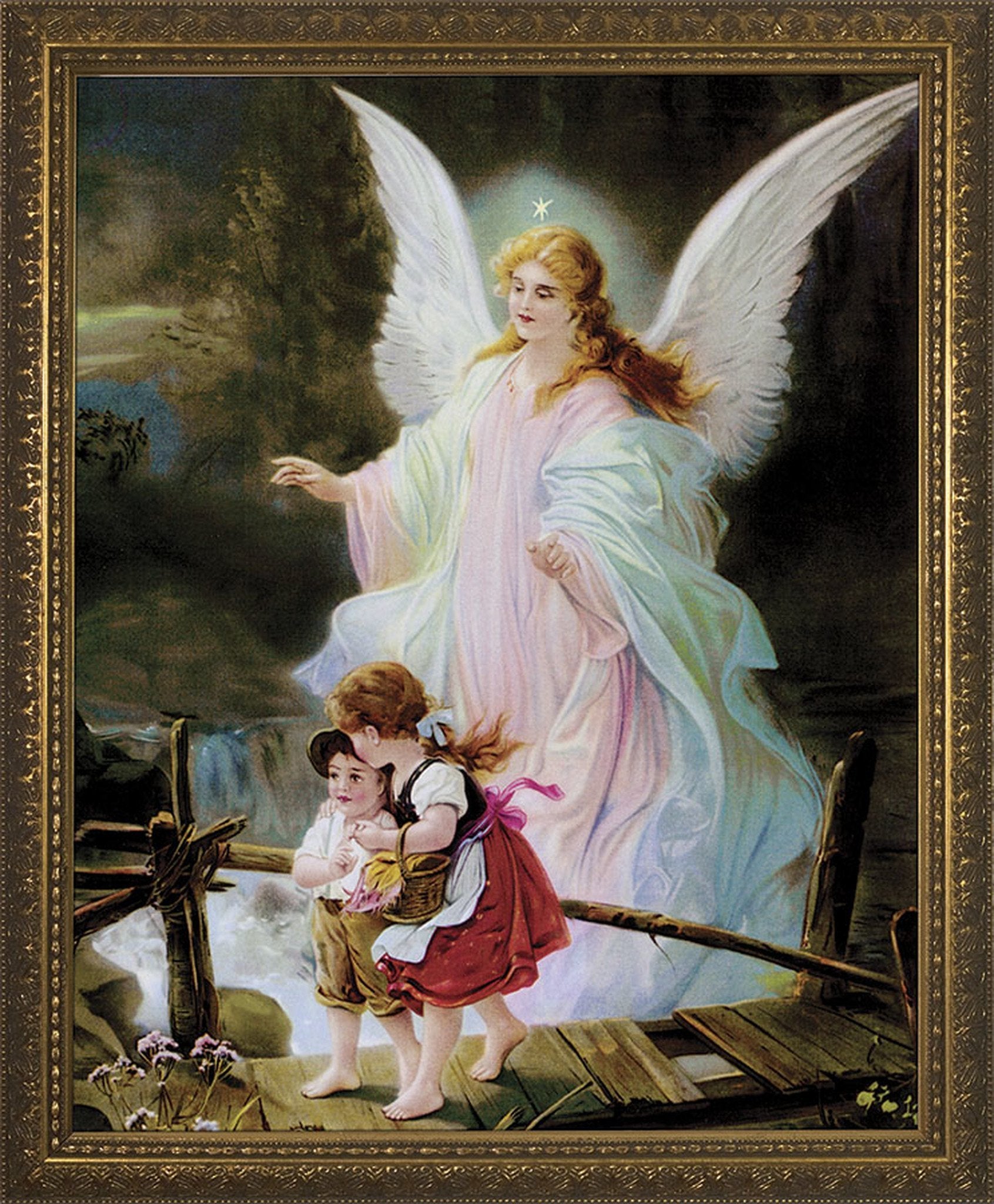 Angel on the Perilous Bridge - Standard Gold Framed Art - 8
