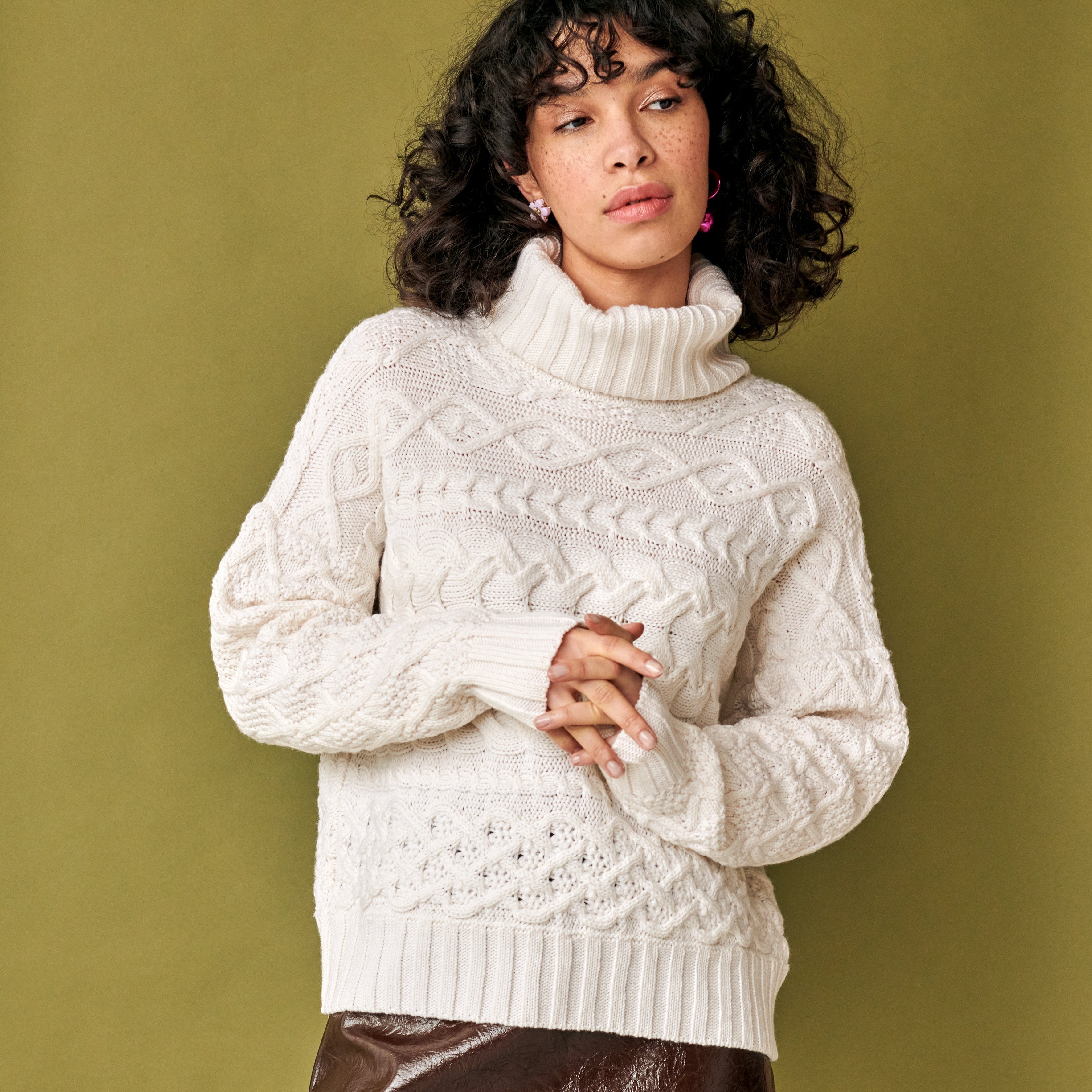 Cable Sweater in Ivory – gigiknitwear.com