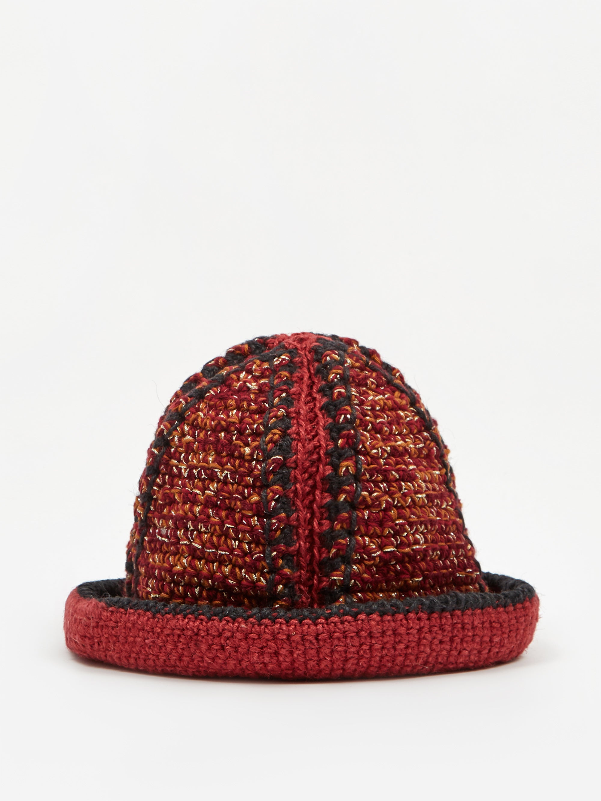 Nicholas Daley Hand Crochet Bucket Hat - Red/Black/Gold | Goodhood