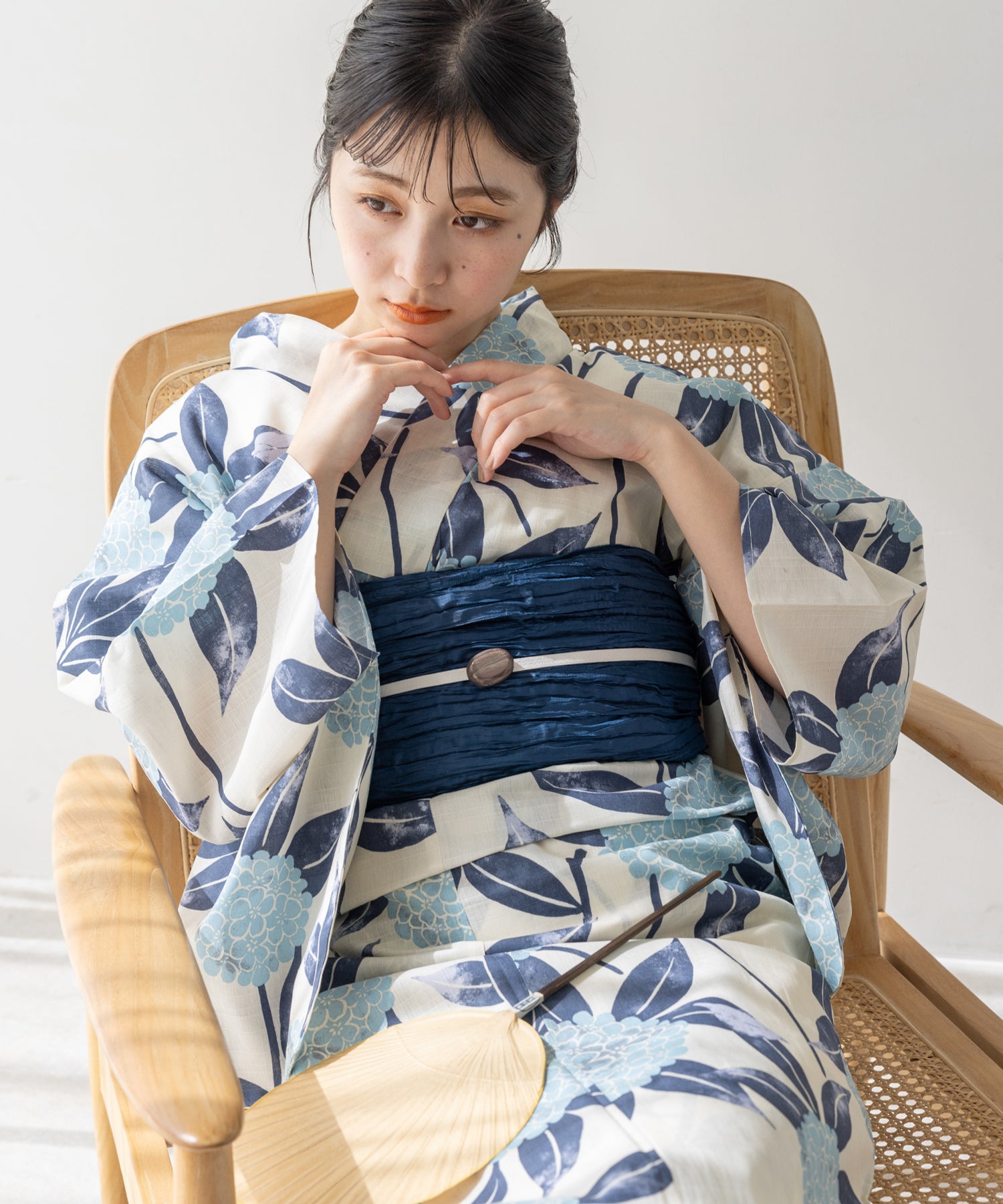 こだわり浴衣5点セット (浴衣/帯/下駄/腰紐/着付け冊子) 変わり織生地
