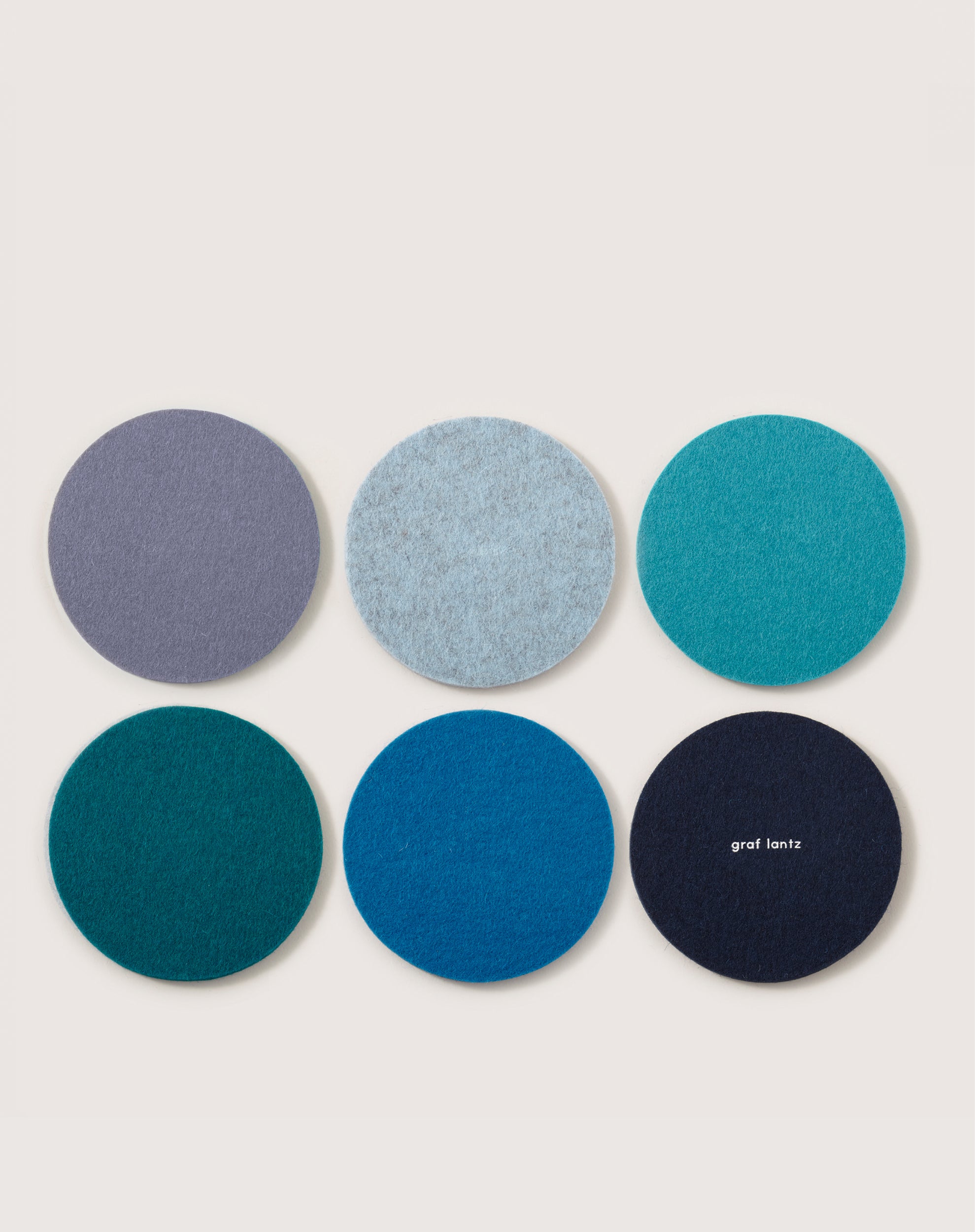 Merino Wool Round Coaster Multi 6 Pack in Ocean | Graf Lantz