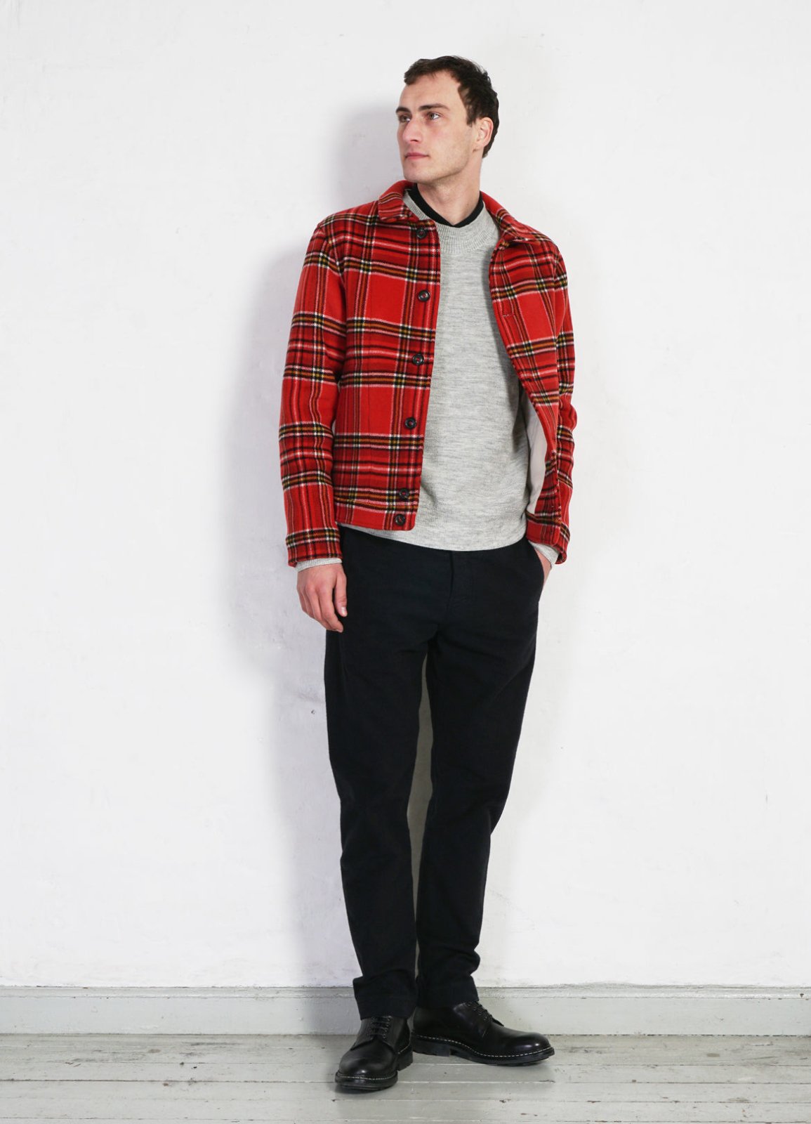 ATLAS | Short Double Face Wool Jacket | Red Check Pepita – HANSEN