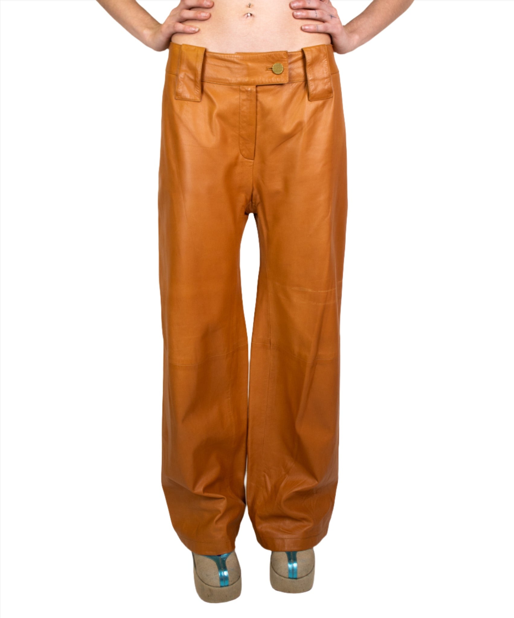 Chanel, Tan Wide-leg Leather Pants 2000s – dba House of Strut