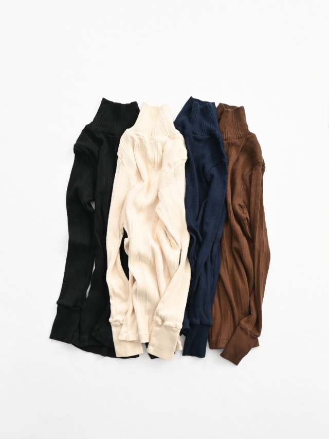 Ohh!(オー)Cotton Silk Random Turtle L/S (ランダムリブ・タートルネック)