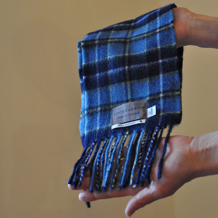 mina perhonen tartan カシミヤミニマフラーBLU | Lin total fashion