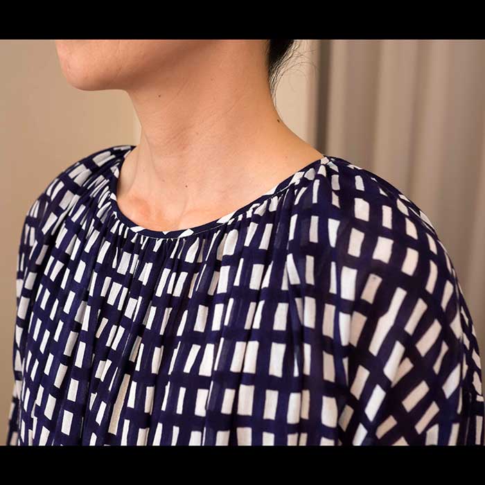 mina perhonen ミナペルホネン sora check ギャザーネックワンピース