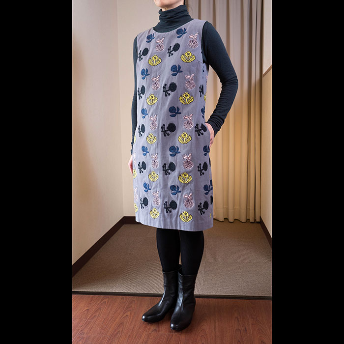 ミナペルホネン quartet 刺繍ワンピース（ta 3268）gray | Lin total