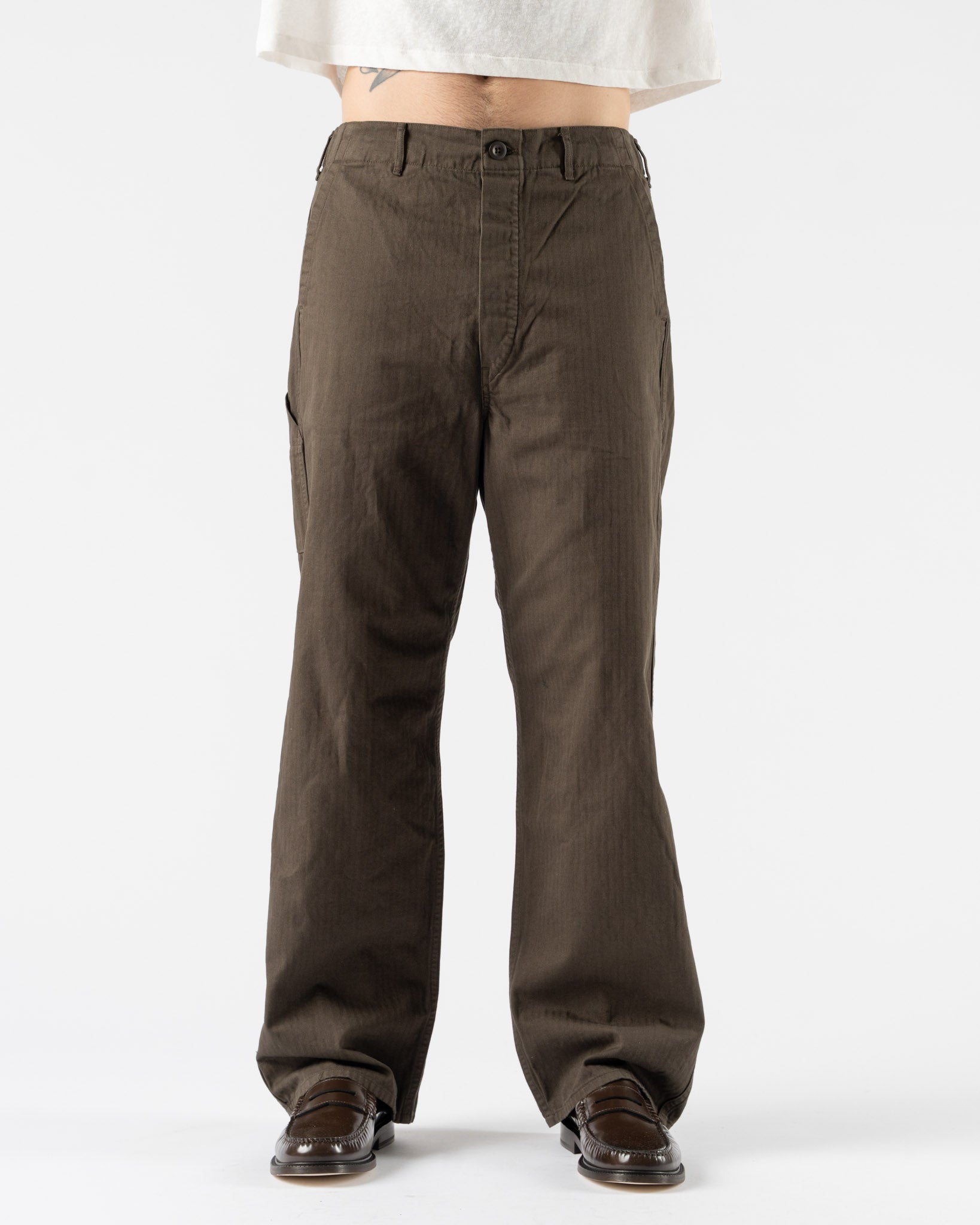 orSlow Wide Fit French Work Pants in Coffee Brown Curated at Jake