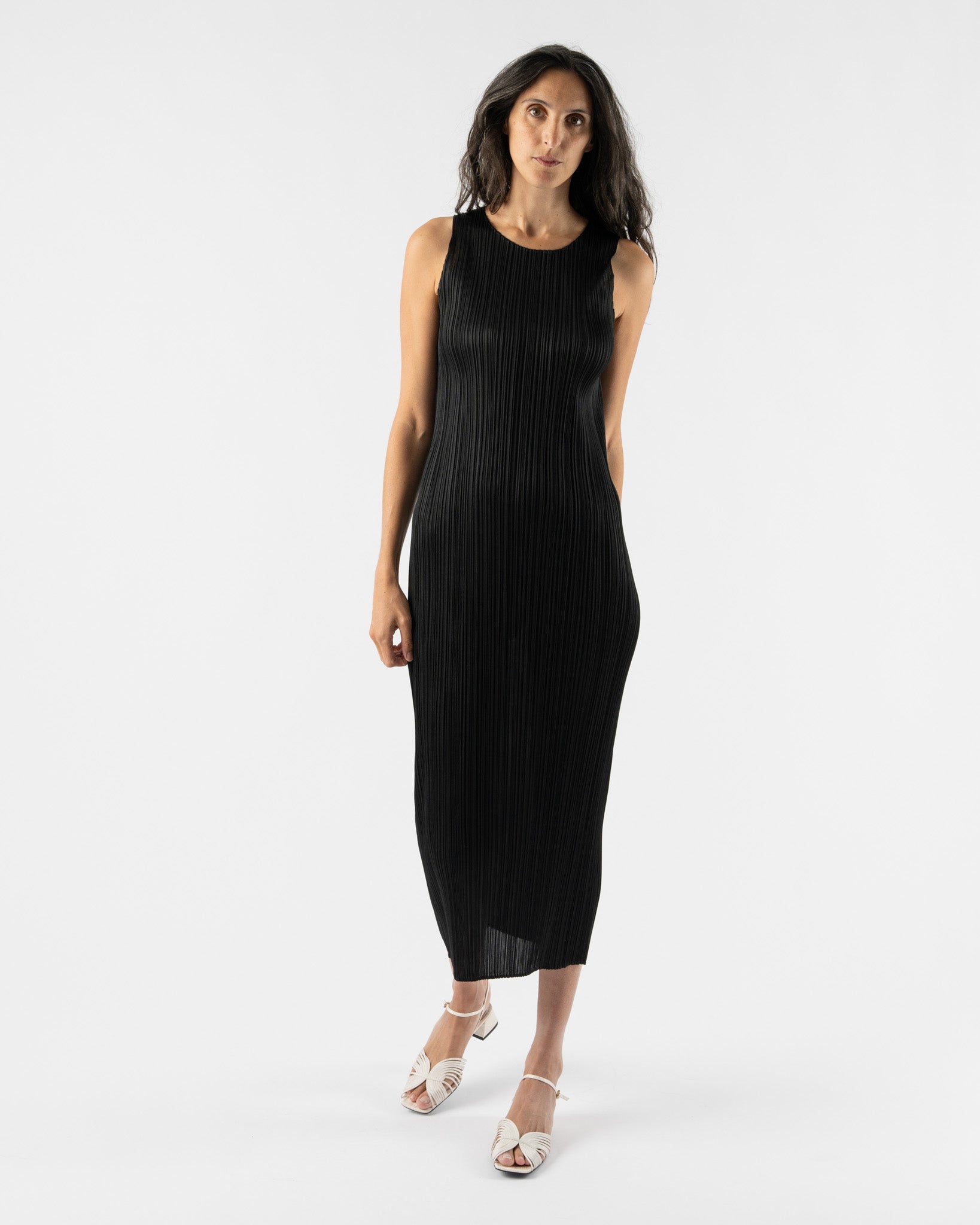 Pleats Please Issey Miyake Basics Dress in Black Curated at Jake