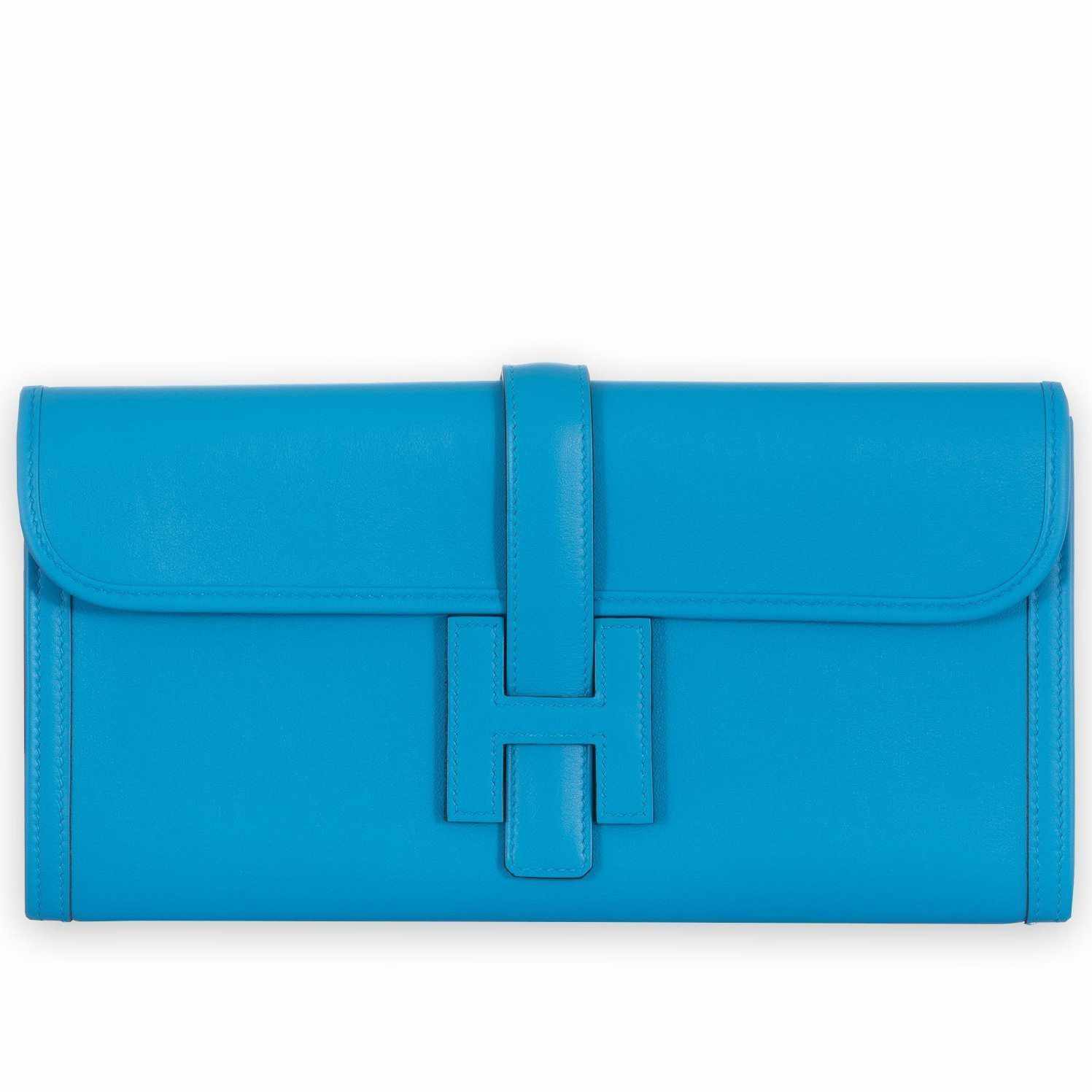 Hermes Jige Elan Clutch Blue Zanzibar Swift From | JANEFINDS