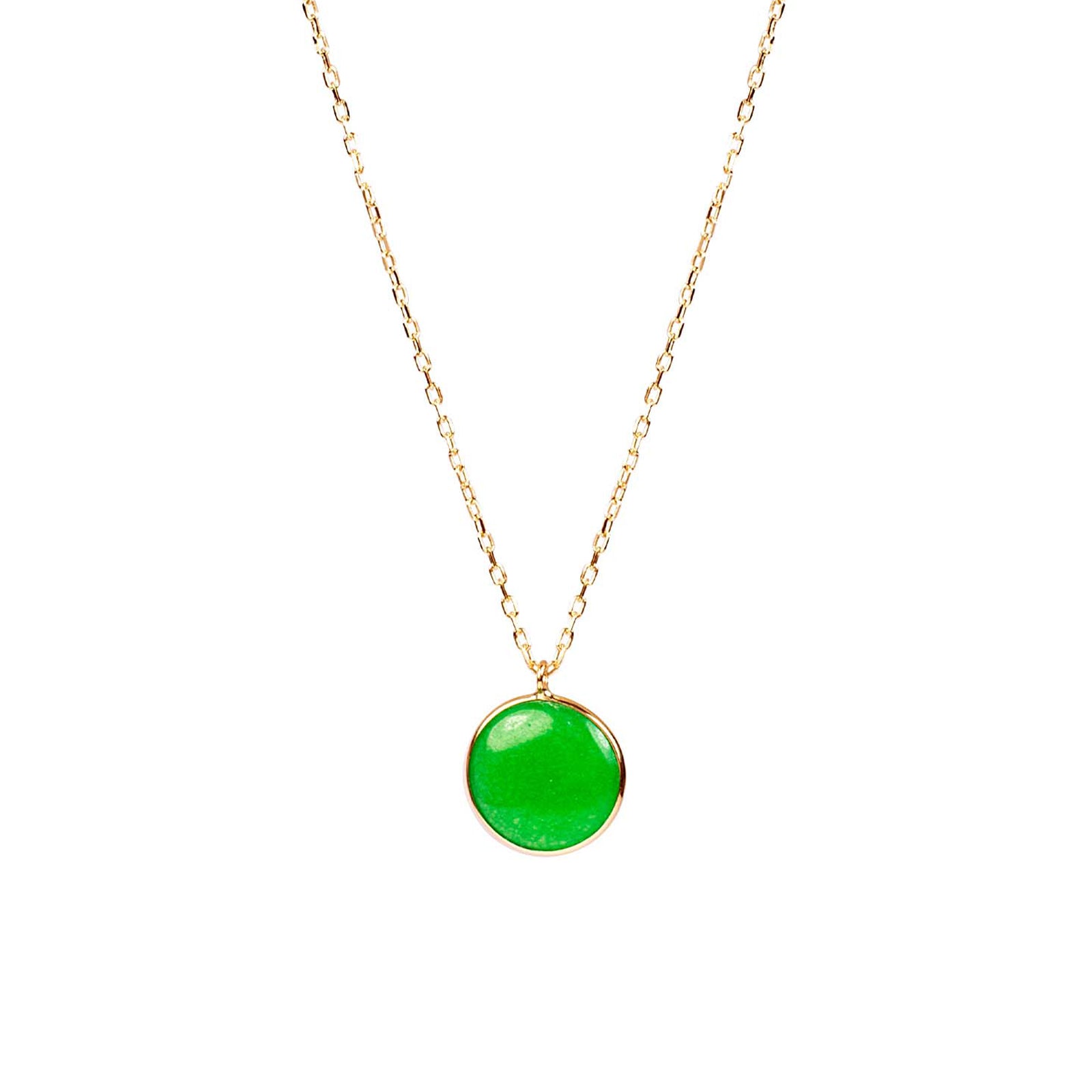 14k Green Jade Coin Bezel Pendant Necklace – Jewelmak