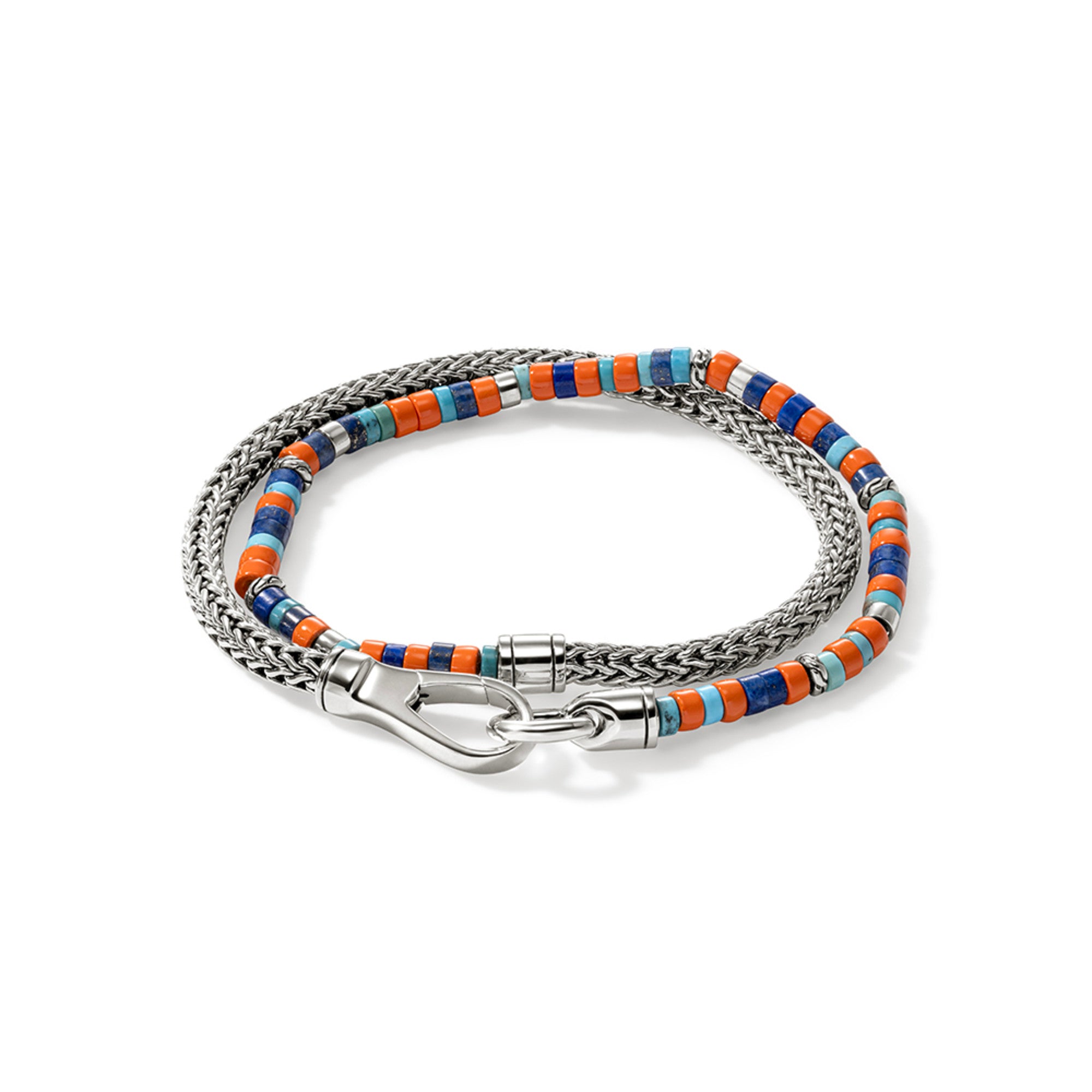Heishi Chain Wrap, Sterling Silver, Hardstones|BUS9012551ORLPZTQ