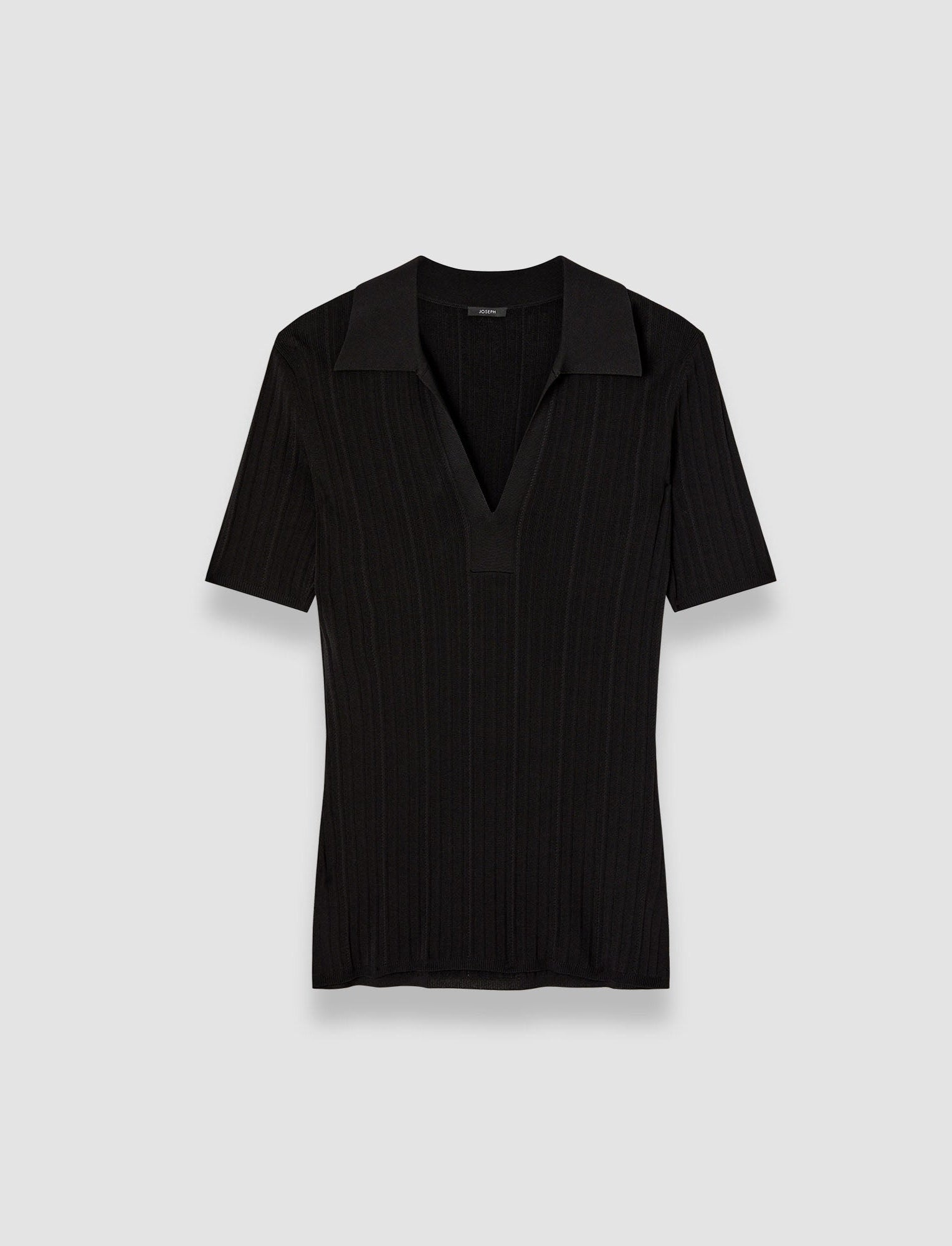 Viscose Rib Knit ポロトップ - ブラック | JOSEPH JP